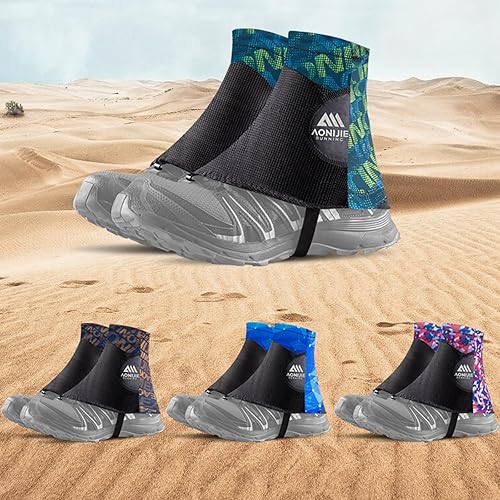 Miniatura 8 de AONIJIE Polainas reflectantes de caña baja para tobillo con protección UV, transpirable y prevención de arena para triatlón maratón senderismo