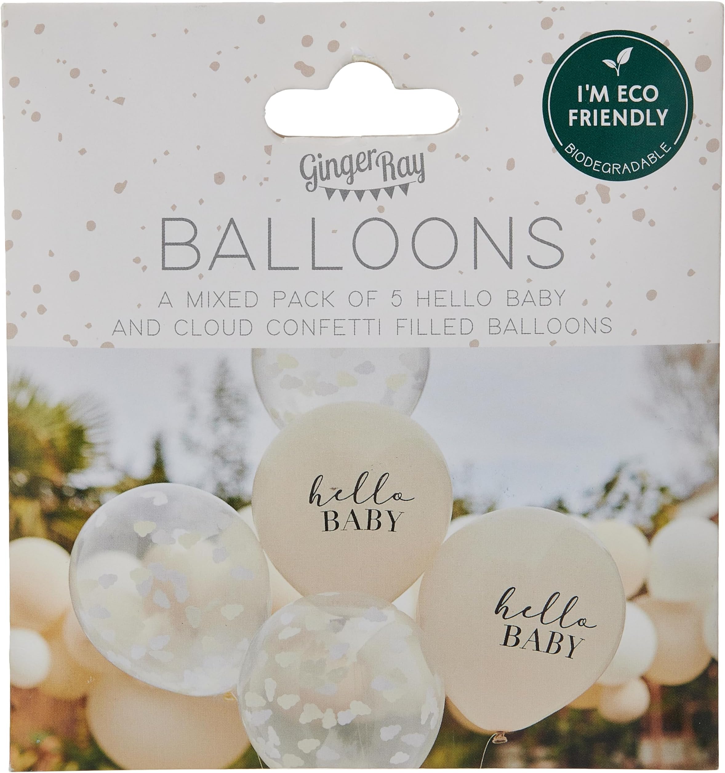 Ginger RayHello Baby Confetti Clouds 11" Latex Balloons - 5 Pack, One Size