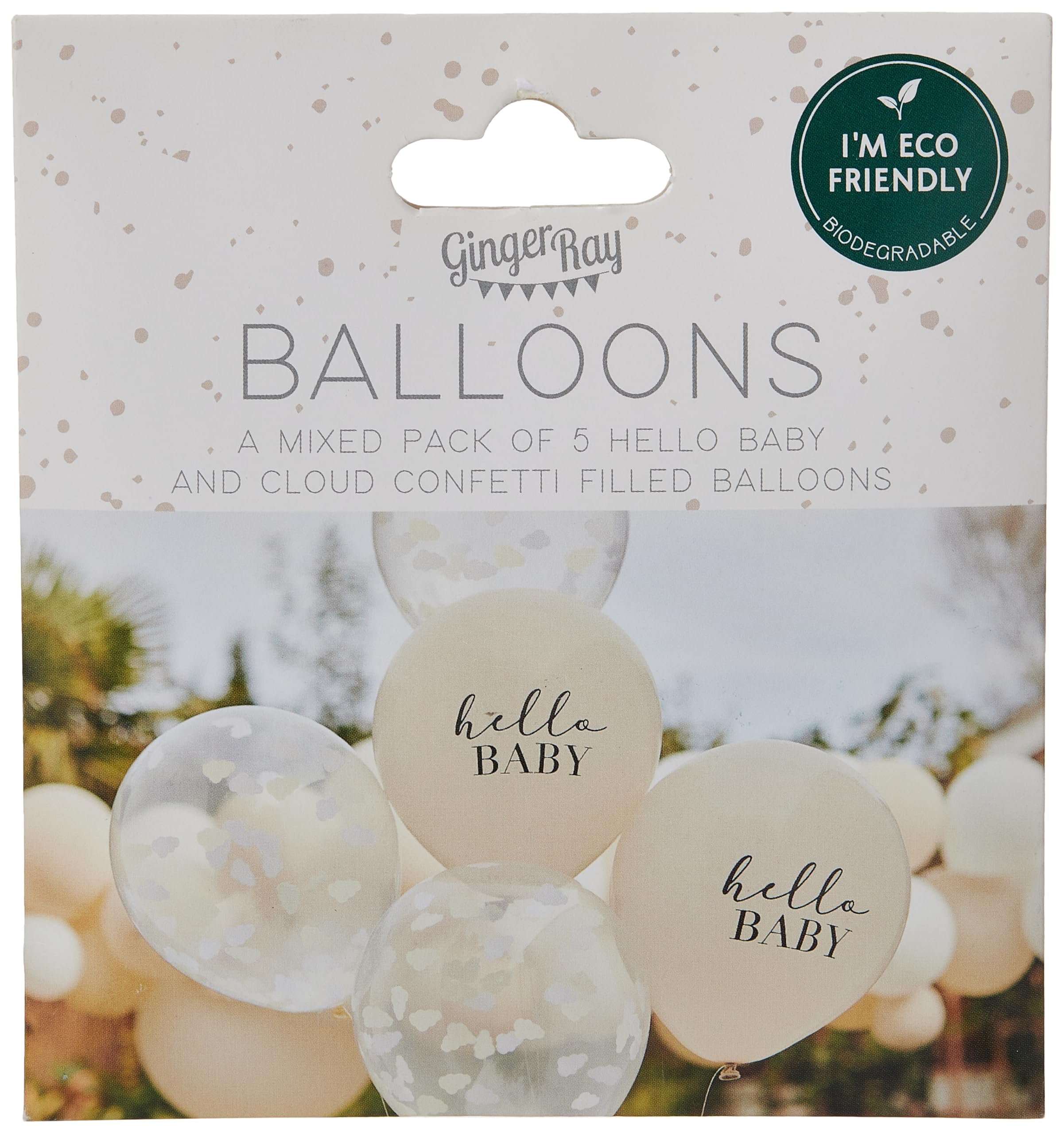 Ginger RayHello Baby Confetti Clouds 11" Latex Balloons - 5 Pack, One Size