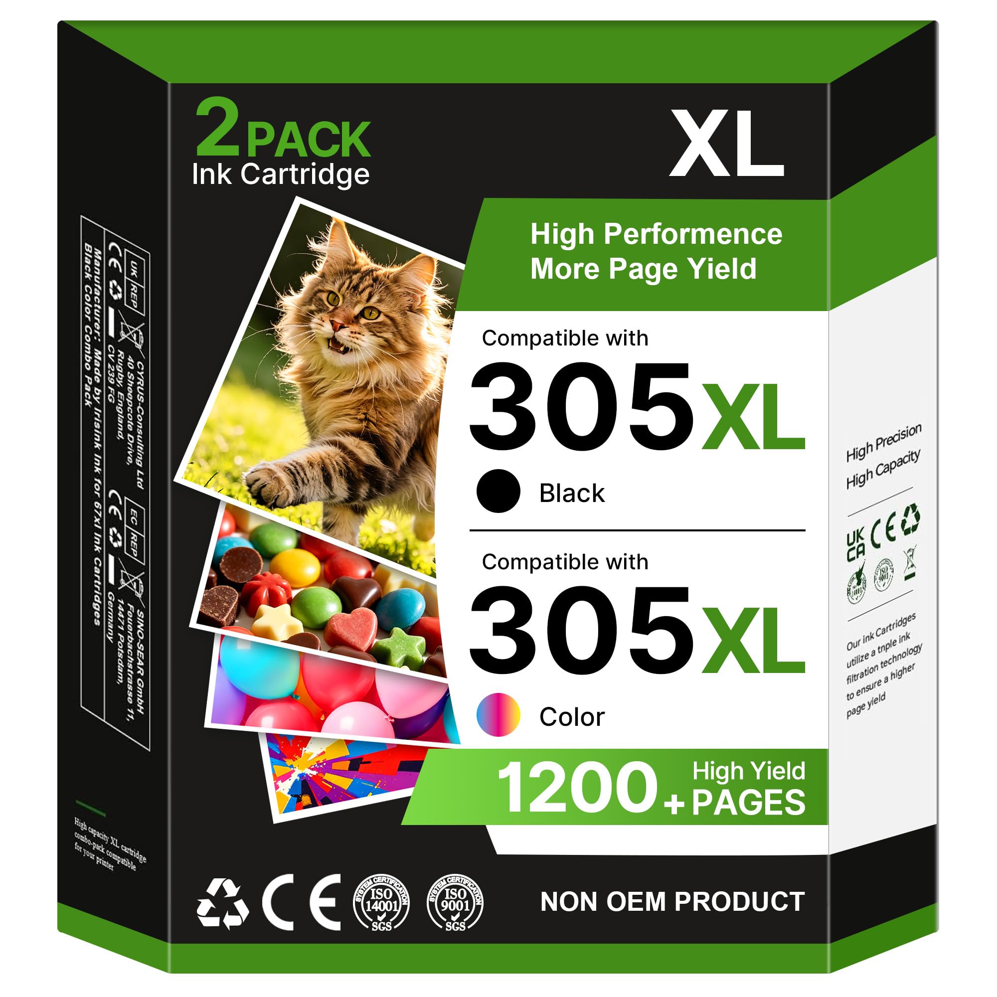 Tinta 305XL Negro y Color Cartucho de Tinta para Tinta Impresora HP 305 para HP DeskJet 2820e 2700 2720e 4220e 2800 2721 2821e 2822e 2722 2710 4222e 4120e Envy 6020e 6020 6030e 6432e(1 Negro, 1 Color)
