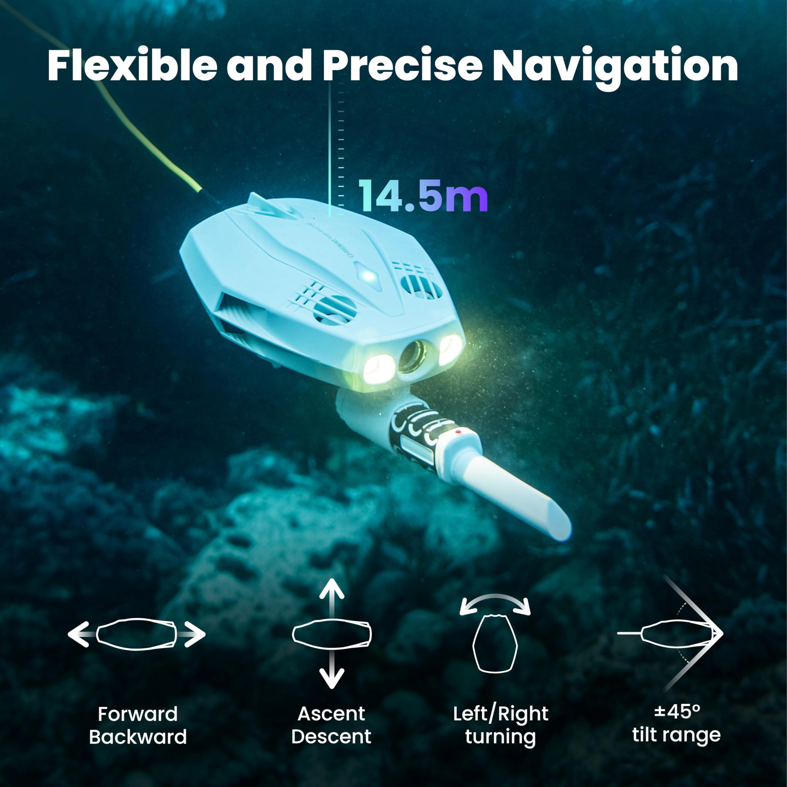 DORY EXPLORE treasure-hunting photography and videography underwater drone, metal detector & net bag, Bluetooth RC, uncovers the secrets of the ocean and experience underwater Adventure