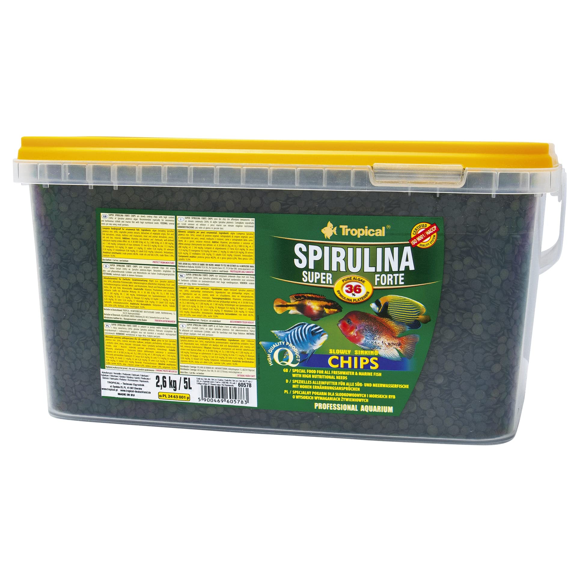 Tropical Super Spirulina Forte Chips Comida para Mascotas, Natural, 5000