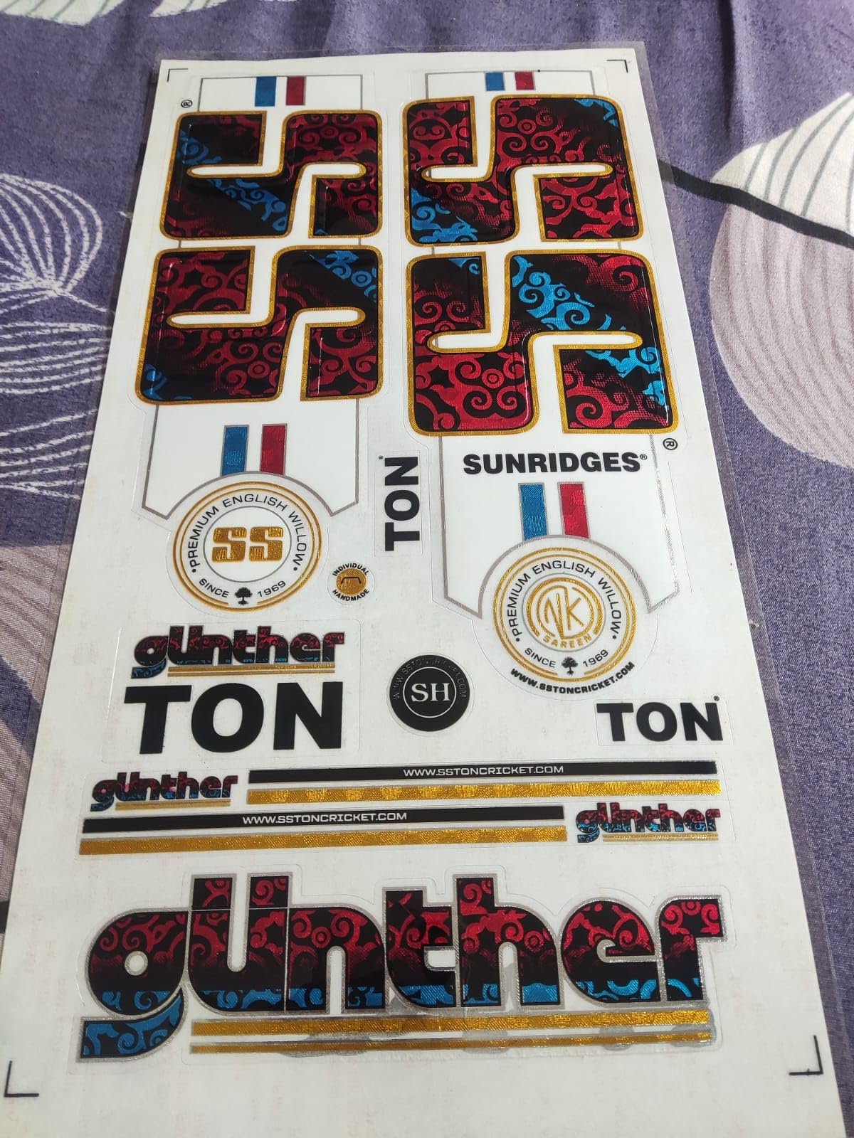 Sportsworld Self Adhesive Bas Vampire Retro Vintage Embossed Laminated Cricket Bat Sticker/Glossy High Shine Bat Sticker - Pack of 1 (Blue)