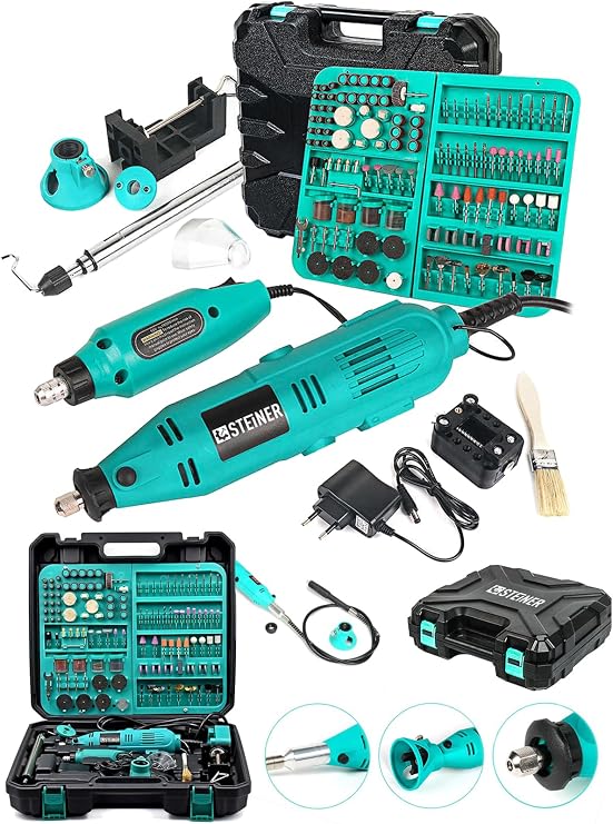 Steiner Alman 460 Watt 352 Parça 60.000 Rpm 6 Kademe Devir Ayarlı Hobi Gravür Seti Mini Taşlama Makinesi