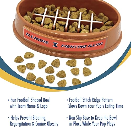 Miniatura 180 de NCAA Super-Bowl Iowa Hawkeyes - Cuenco para perros de alimentación lenta con diseño de fútbol para una digestión saludable. Cuenco antideslizante