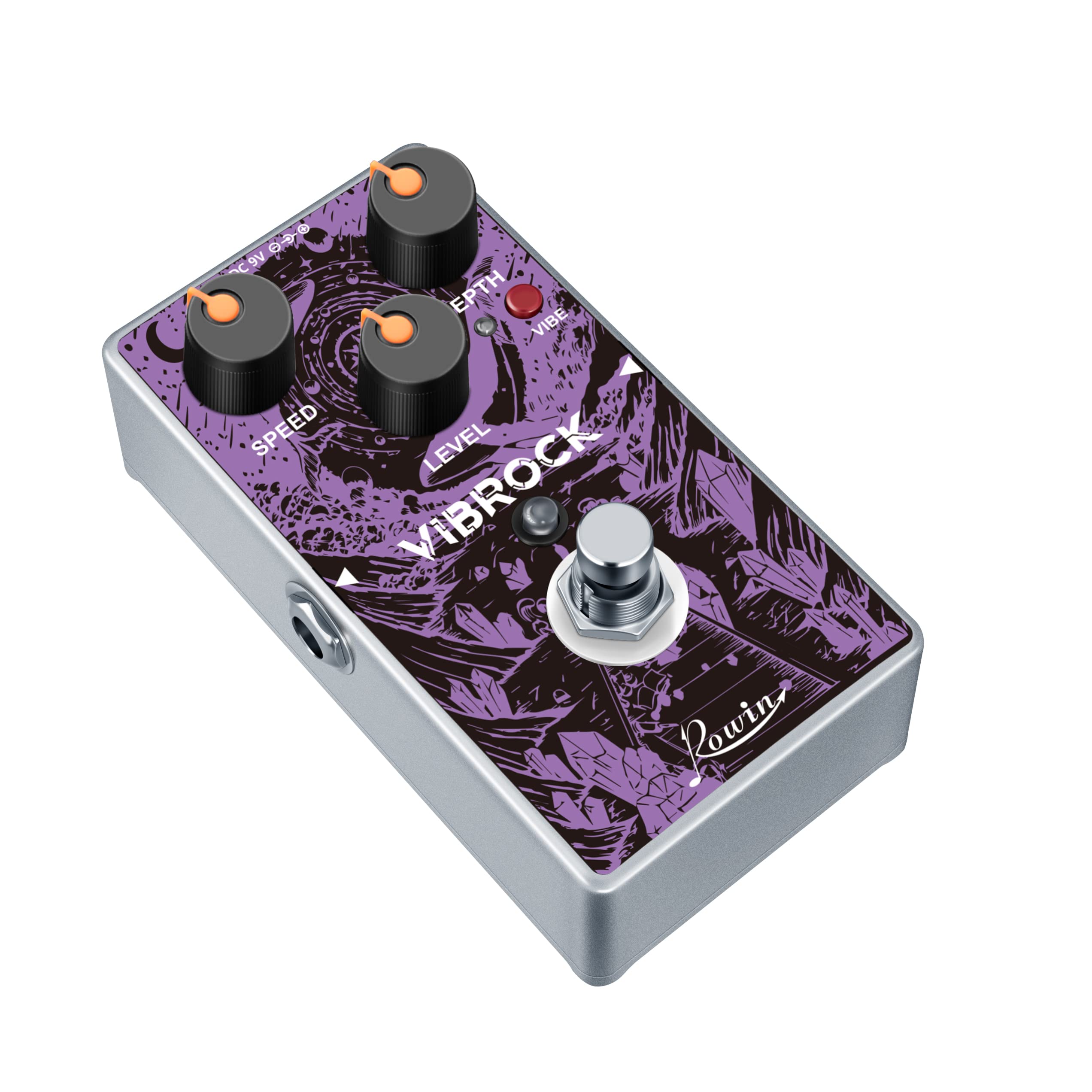 Rowin VIBROCK RE-02 - Pedale monoblocco Chorus-Tremolo, pedale di modulazione per Chitarra, dimensioni standard, True Bypass