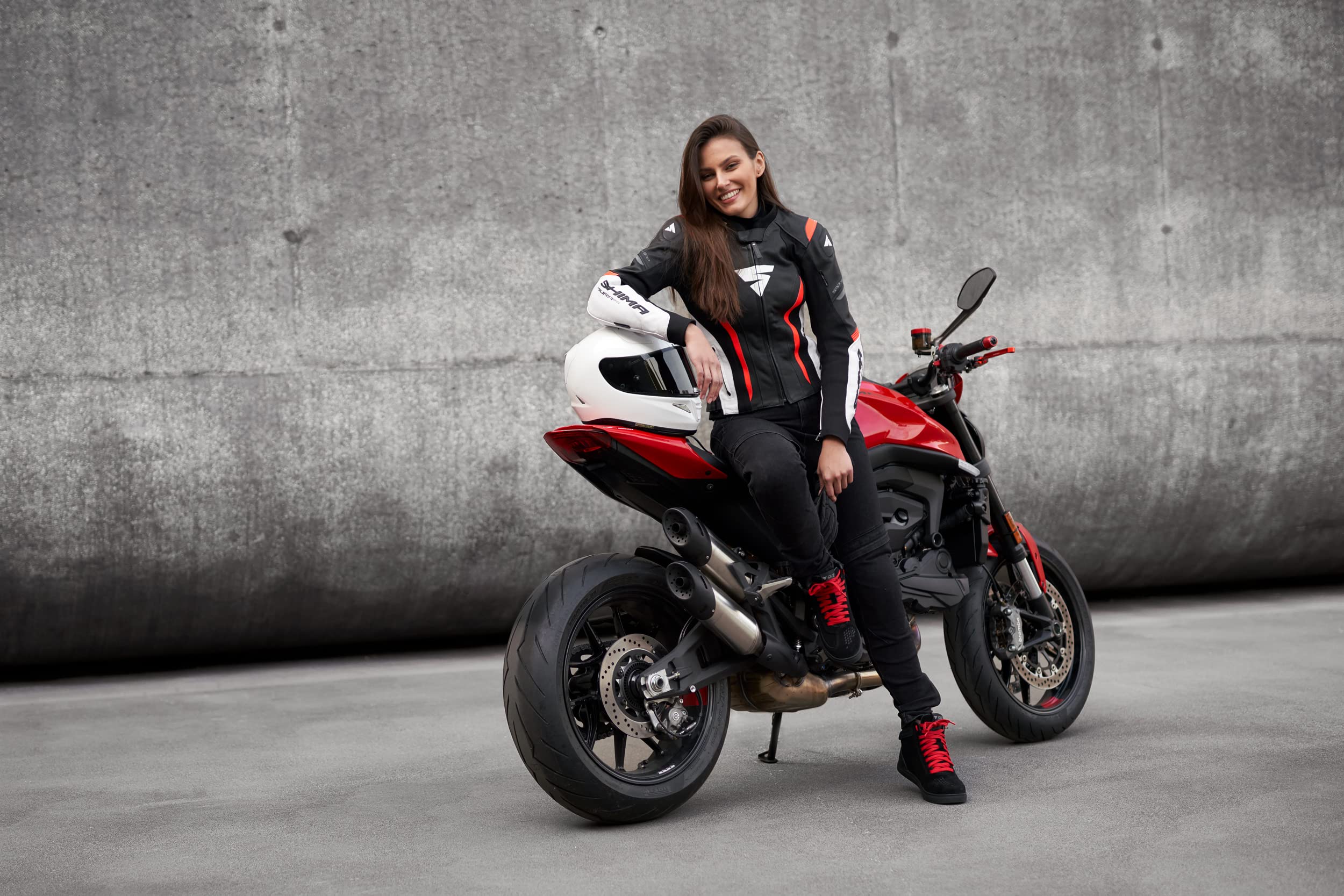 SHIMA Miura 2.0 Pantalon de moto - Cuir, femmes, pantalon de sport avec protections des hanches et des genoux, cuir perforé, panneaux élastiques, pour combinaison 2 pièces (38, Noir/Blanc)