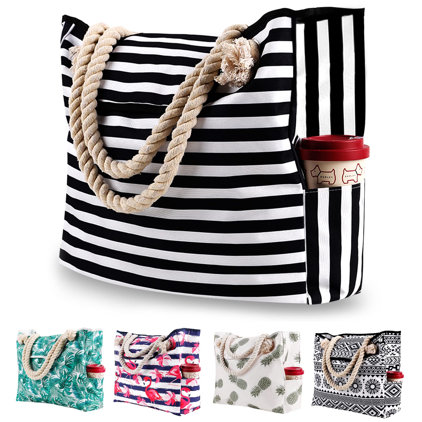 Borsa In Tela Marina – Medusa, Polpo, Pesce Leone – Shopping Riutilizzabile Con Tasca Cerniera