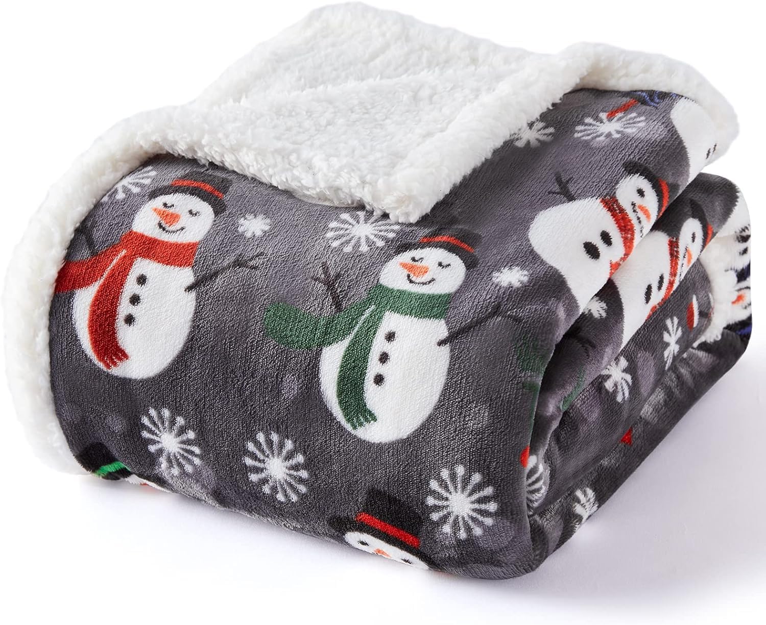 Touchat Sherpa Christmas Twin Blanket, Fuzzy Fluffy Soft Cozy Fleece Flannel Plush Microfiber Blanket for Couch Bed Sofa (60" X 80", Snowman)