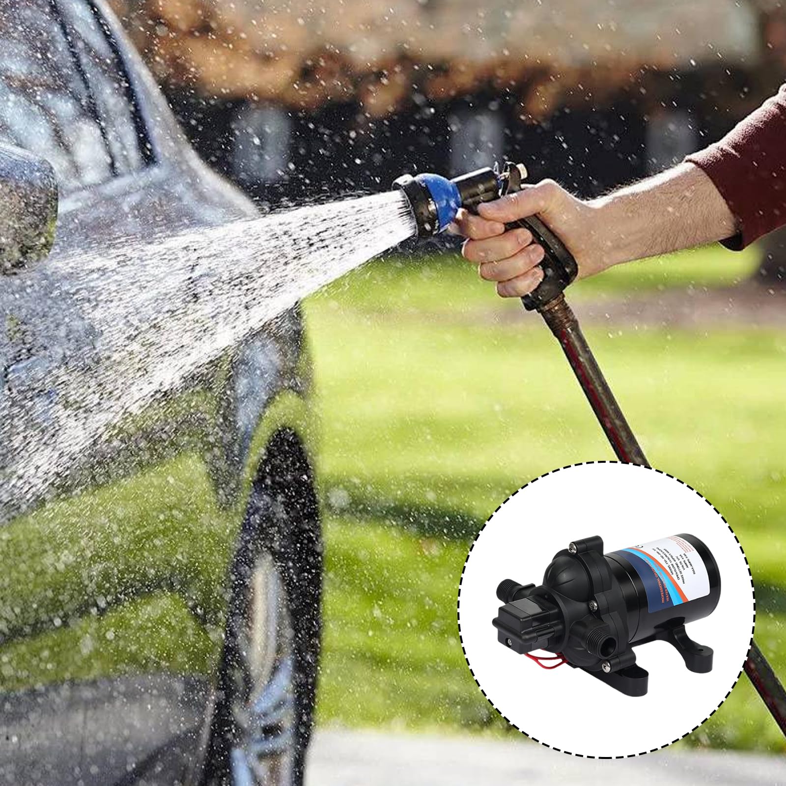 Pompa membranowa 12 V samozasysająca 3,3 GPM 45 PSI do samochodów | Membrana EPDM i silnik z rdzeniem miedzianym zapewniają długotrwałą wydajność z automatycznym wyłącznikiem ciśnieniowym i