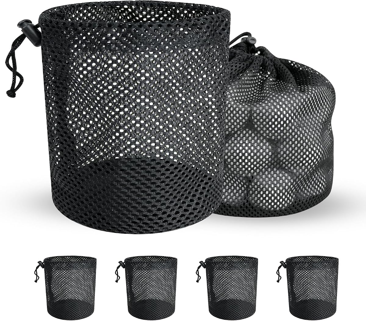 Bolsa de almacenamiento para pelotas de golf, paquete de 6 bolsas de malla con cordón, organizador de bolsas de golf, saco organizador de equipos deportivos, para recoger medias pelotas, tenis, playa, viajes