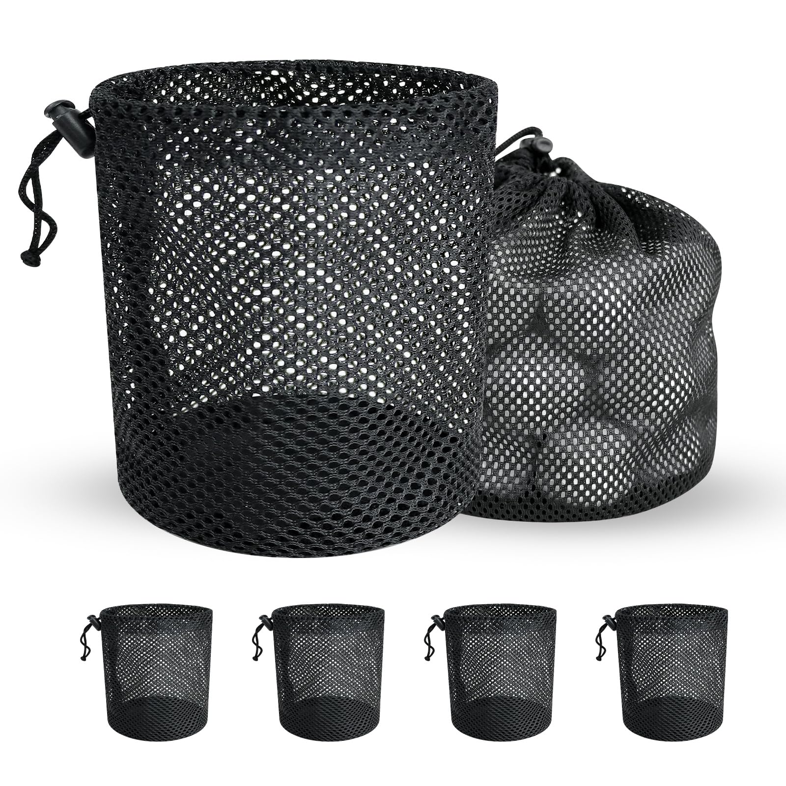 Mordx Golf Ball Storage Bag-6 Pack Mesh Bags with Drawstring，Golf Shag Bag Organizer,Sports Equipment Organizer Sack，for Collecting Half Balls Tennis Beach Travel (6, 15x20cm