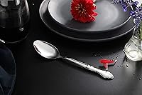 Vista 5 de New Star Foodservice 58703 Rose Pattern, acero inoxidable 18/0, cuchara de cena/postre, 7 pulgadas, juego de 12