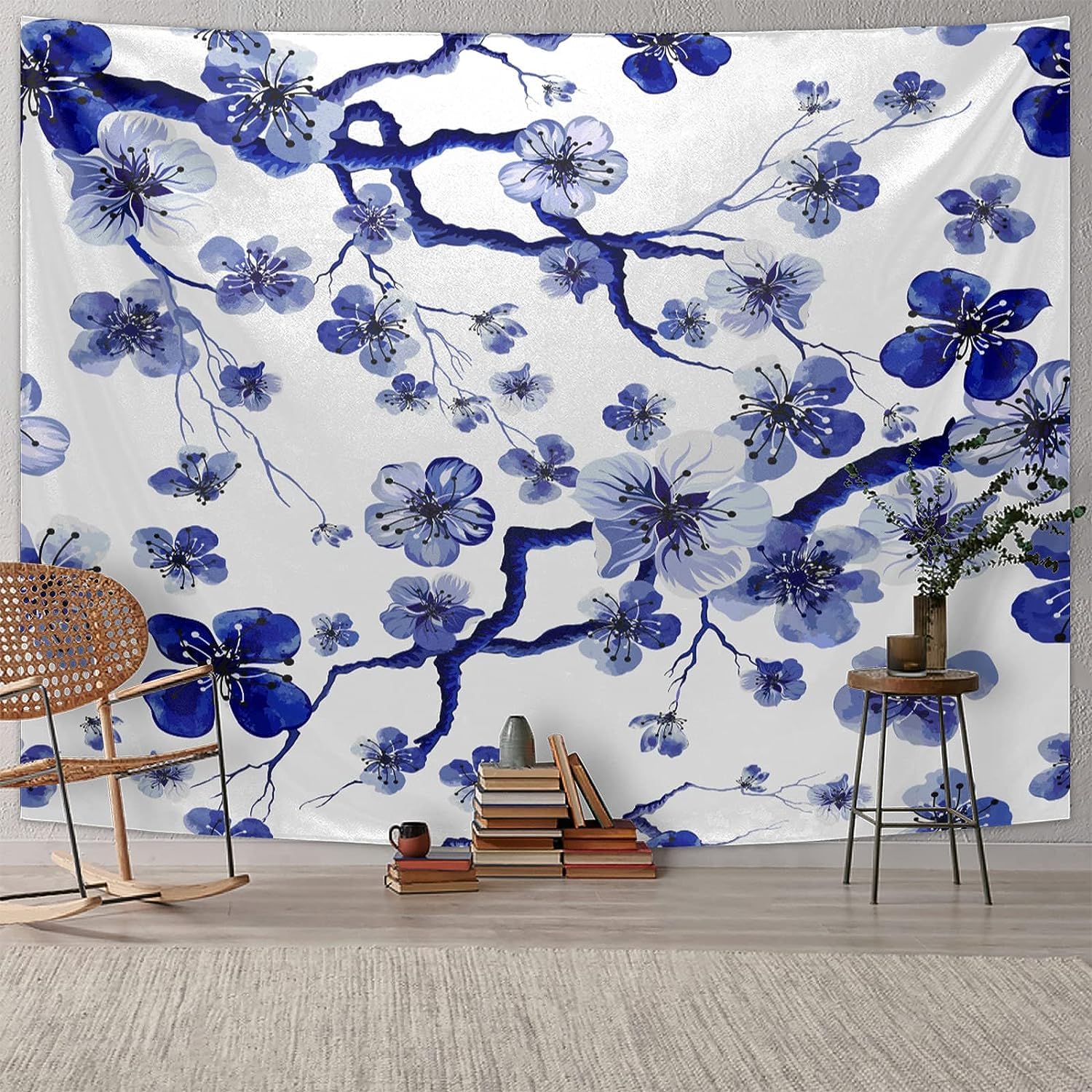 PUOJIEAT Gobelin ścienny Kwiaty wiśni wiszące na ścianie Japonia 3D gobeliny dekoracje ścienne tkanina z mikrofibry do domu salon sypialnia 240x260 cm 1120-GT