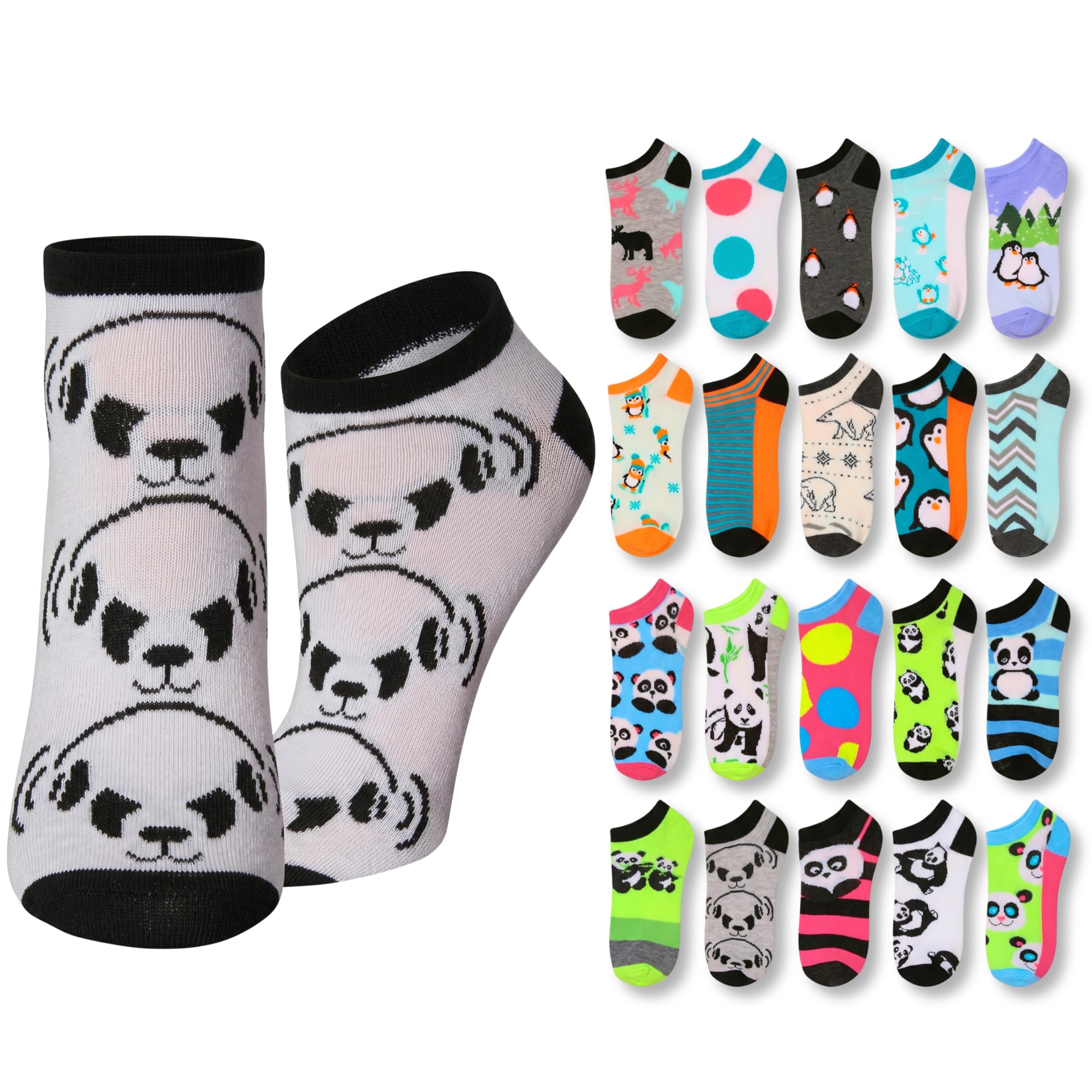 Tipi Toe Women’s 20 Pack Colorful Low Cut Socks – Lightweight, Breathable Design for All-Day Comfort Sizes 9-11/10-13