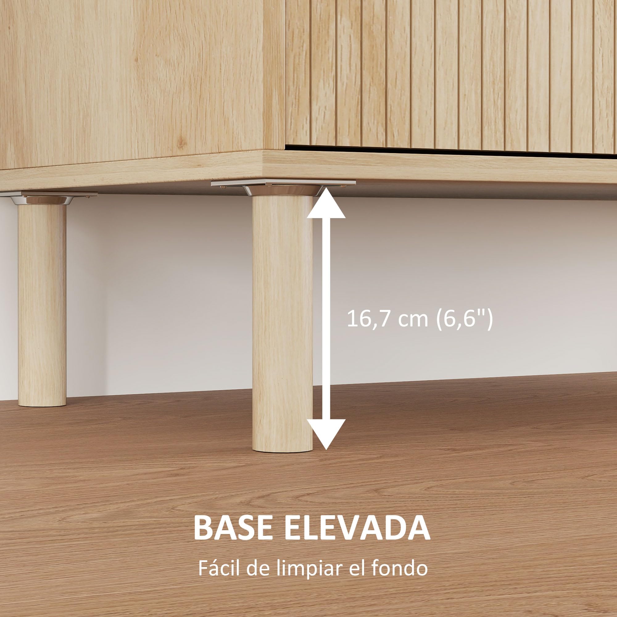 HOMCOM Aparador de Salón Estante Ajustable 2 Puertas 78x40x77,5 cm Roble | Aparador, Sistema Anti-vuelco, Patas de Madera de Pino, para Comedor Pasillo