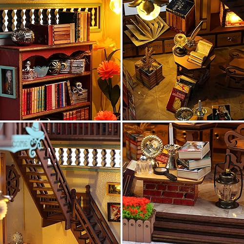 Miniatura 6 de Spilay Casa de muñecas en miniatura con muebles, manualidades de madera para manualidades, casa de muñecas, mini kit hecho a mano, escala 124,