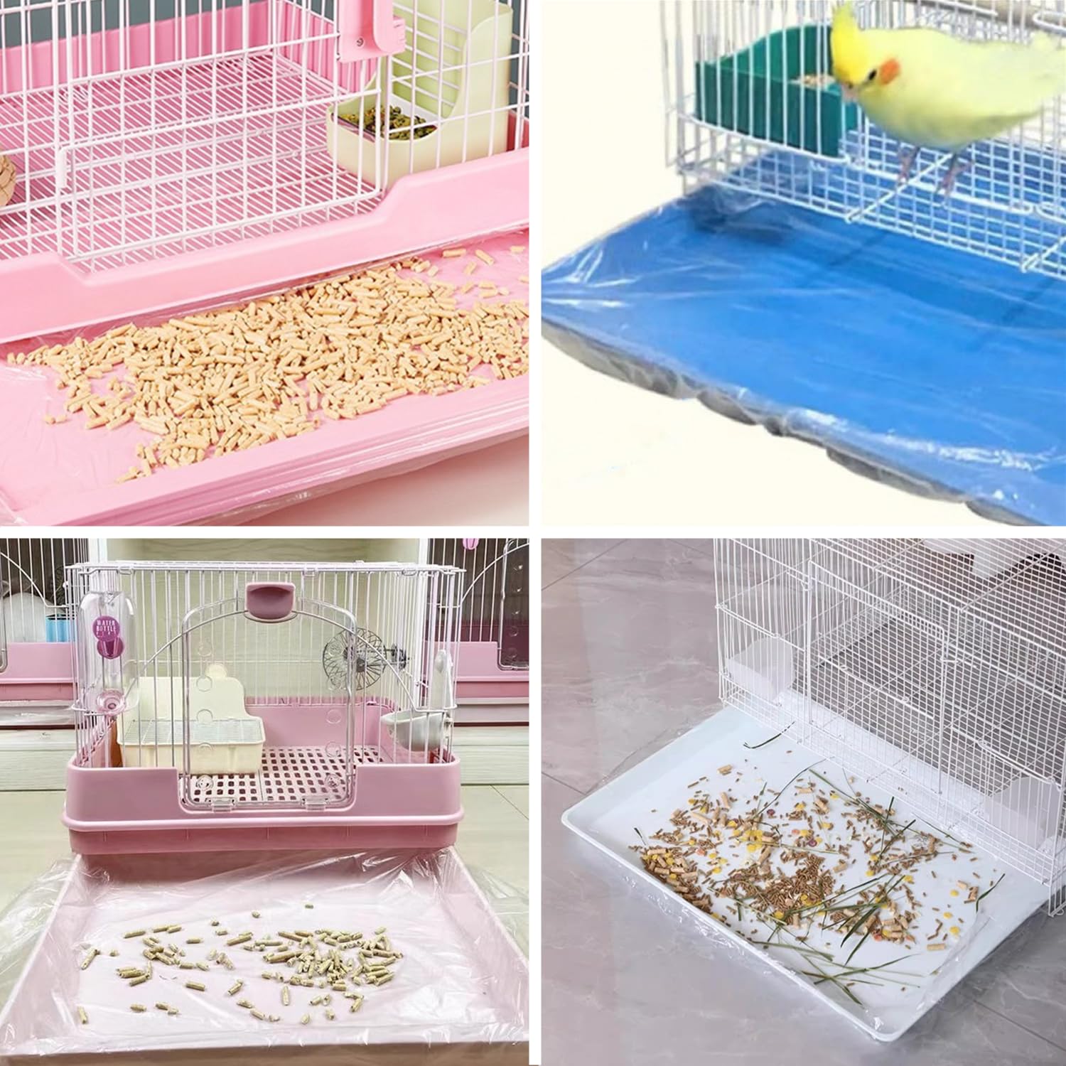 PEFAVPRO Revêtement Plastique Pour Cage à Lapin, 50 Pièces Doublure De Cage De Lapin Jetable Pour Cochon D'Inde Lapin Hamster Chinchilla Hérisson Furet Et Petits Animaux (Transparent, 70x50cm