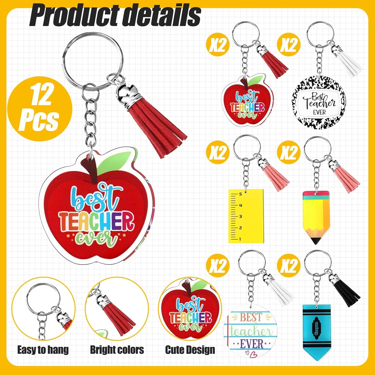 Teacher Appreciation Gifts Bulk Thank You Teacher Appreciation Gifts Reusable Plastic Coffee Cup Tumbler Makeup Bag Pouch Pencil Charms Keychain for Mentor(16 oz Tumbler) - Image 3