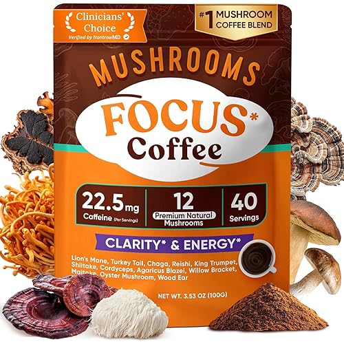 Venture Pal Mushroom Coffee (40 Servings) 12 Adaptogenic Mushrooms, Lion’s Mane, Cordyceps, Turkey Tail, Reishi, Ashwagandha & Probiotics, Instant Coffee for Focus, Digestion & Immune Support