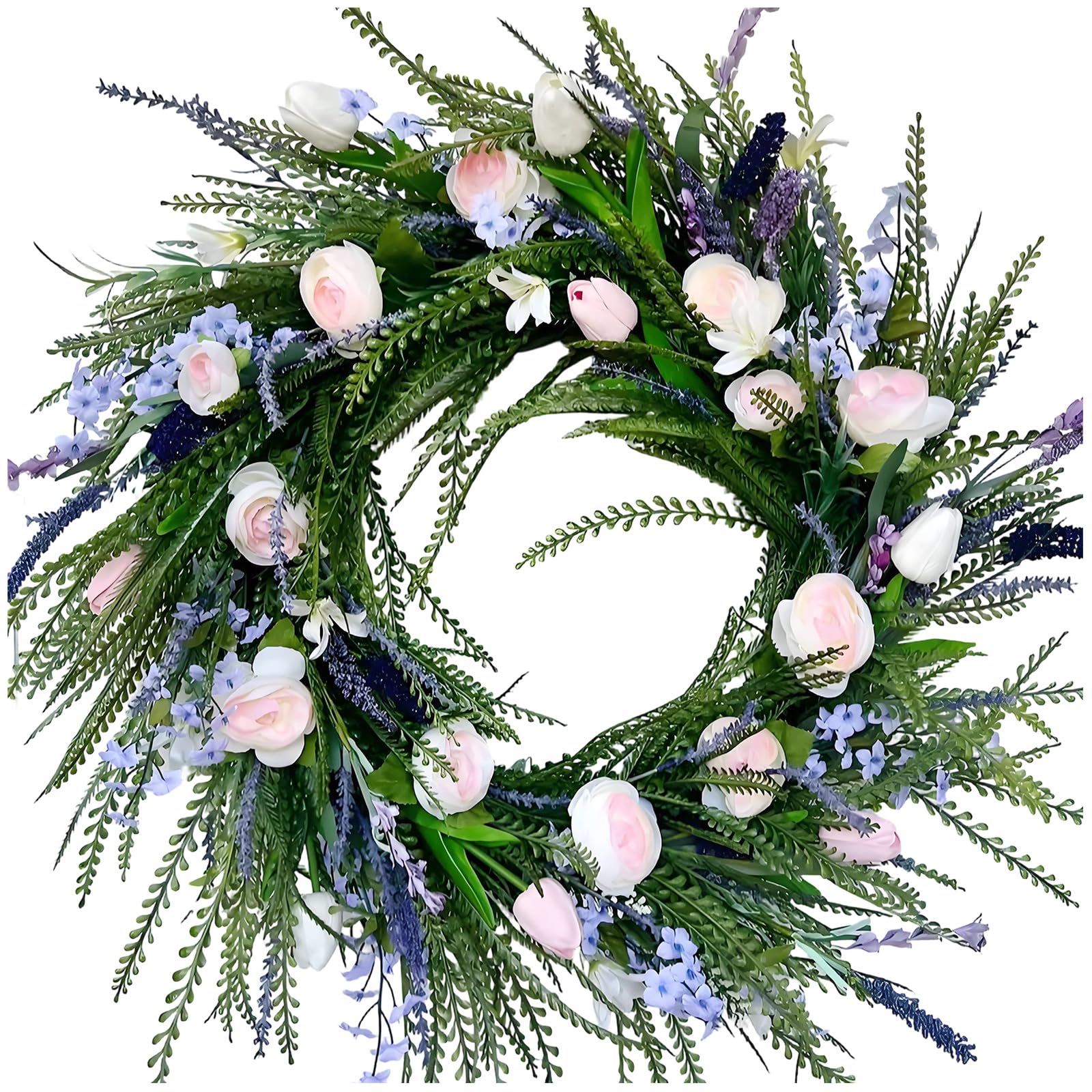 Wreath 45x45cm Realistic Artificial Flower Wreath Hanging Decoration for Door Window Indoor and Outdoor Faux Flower