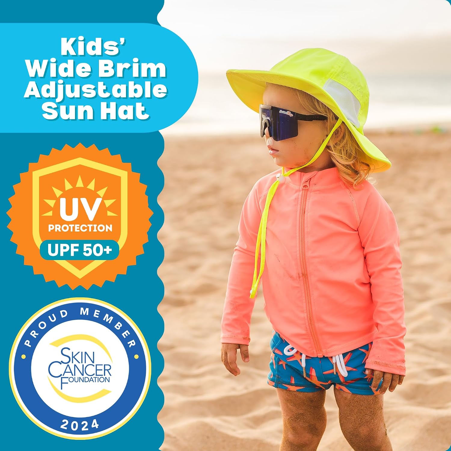SwimZip Wide Brim Sun Hat | UPF 50+ Protection for Baby, Toddler, and Kids