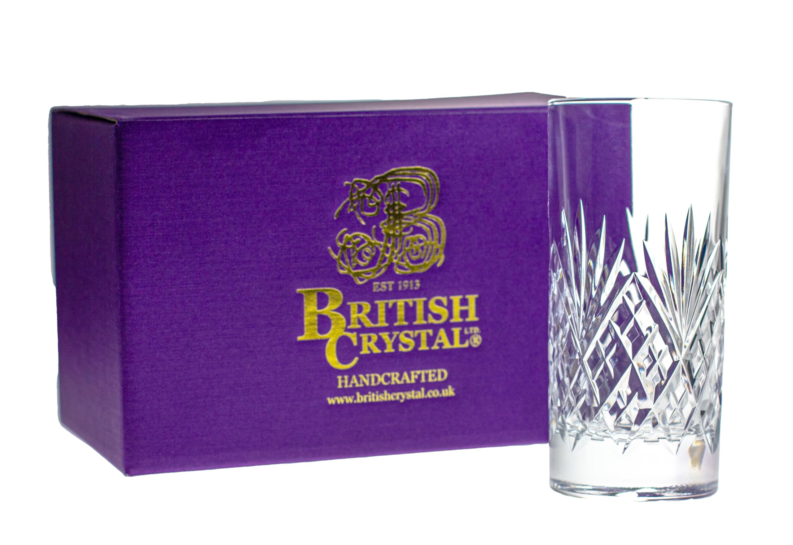British Crystal Single Highball Glass/Tumbler, Clear, Brierley