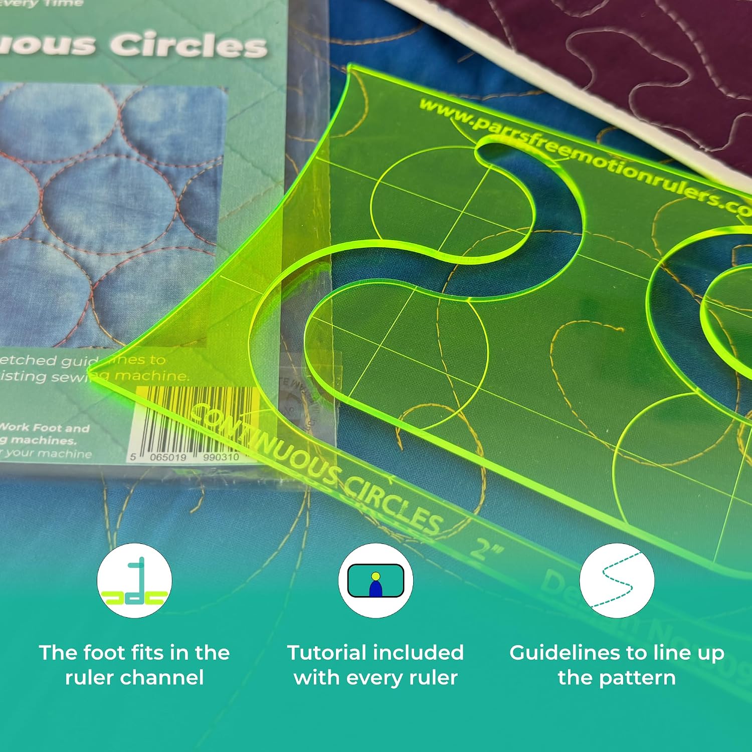 Parrs Continuous Circles Free Motion Quilting Ruler for Domestic Machines