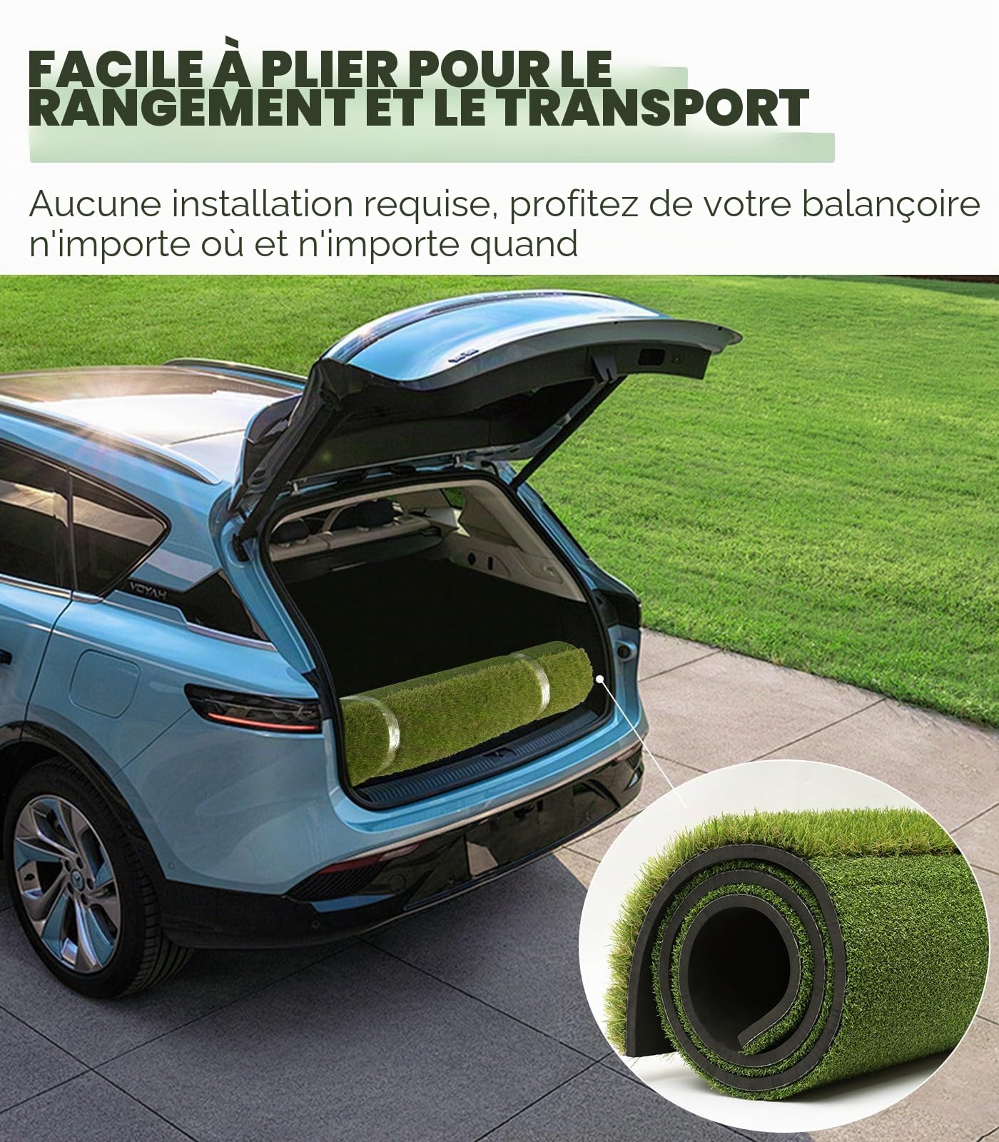 Tapis de golf à double gazon de qualité supérieure : 1,5 x 1,2 m d'épaisseur pour le jardin, le terrain de conduite, l'entraînement en intérieur et en extérieur, frappe, swing et écaillage, cadeau
