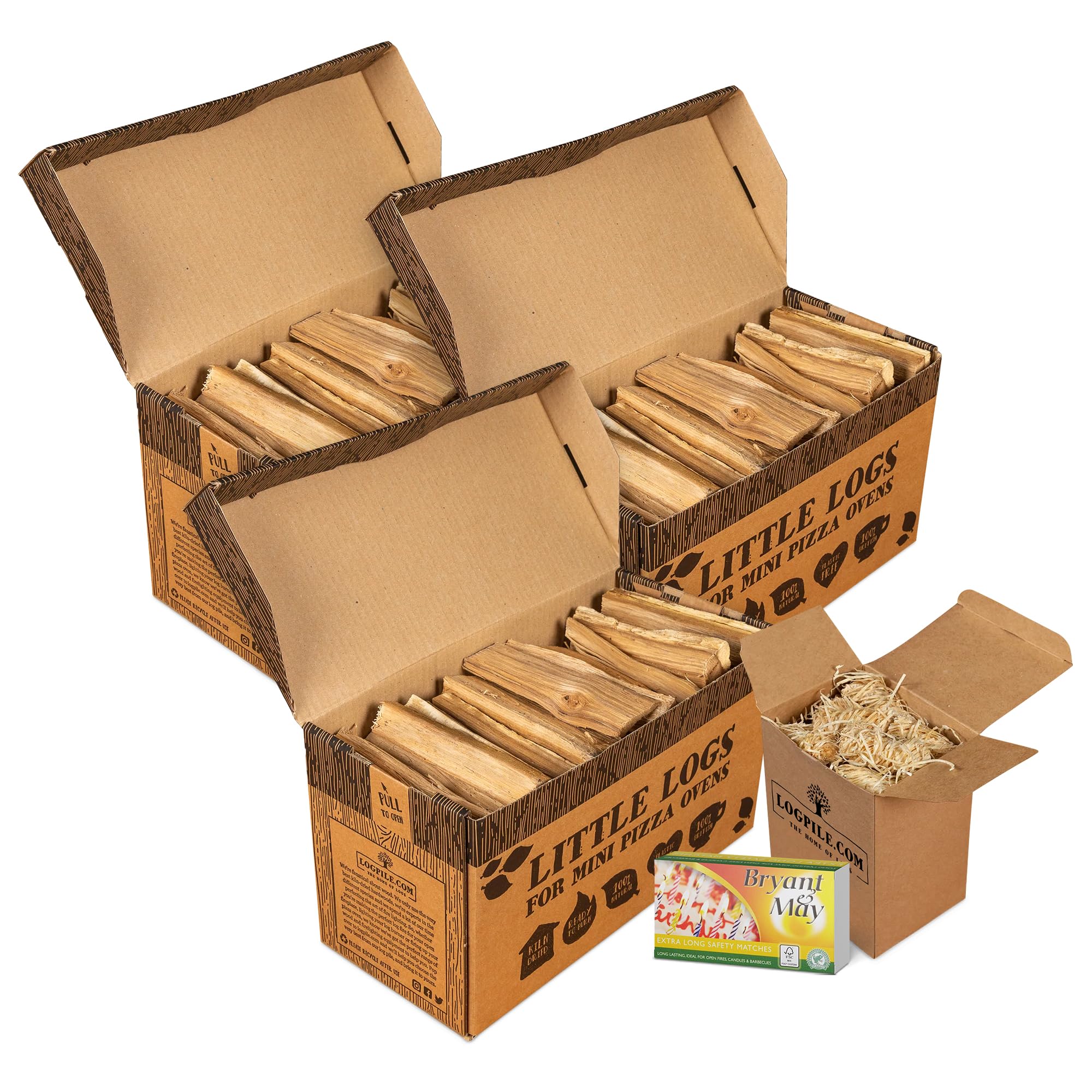 Logpile - Kiln Dried Beech Hardwood Little Logs (Starter Kit) | Perfect for Any Pizza Ovens, Fire Pits & Stove | Wood-Fired Cooking | Quick Lighting & High Heat | Hand-Packed, Eco-Friendly
