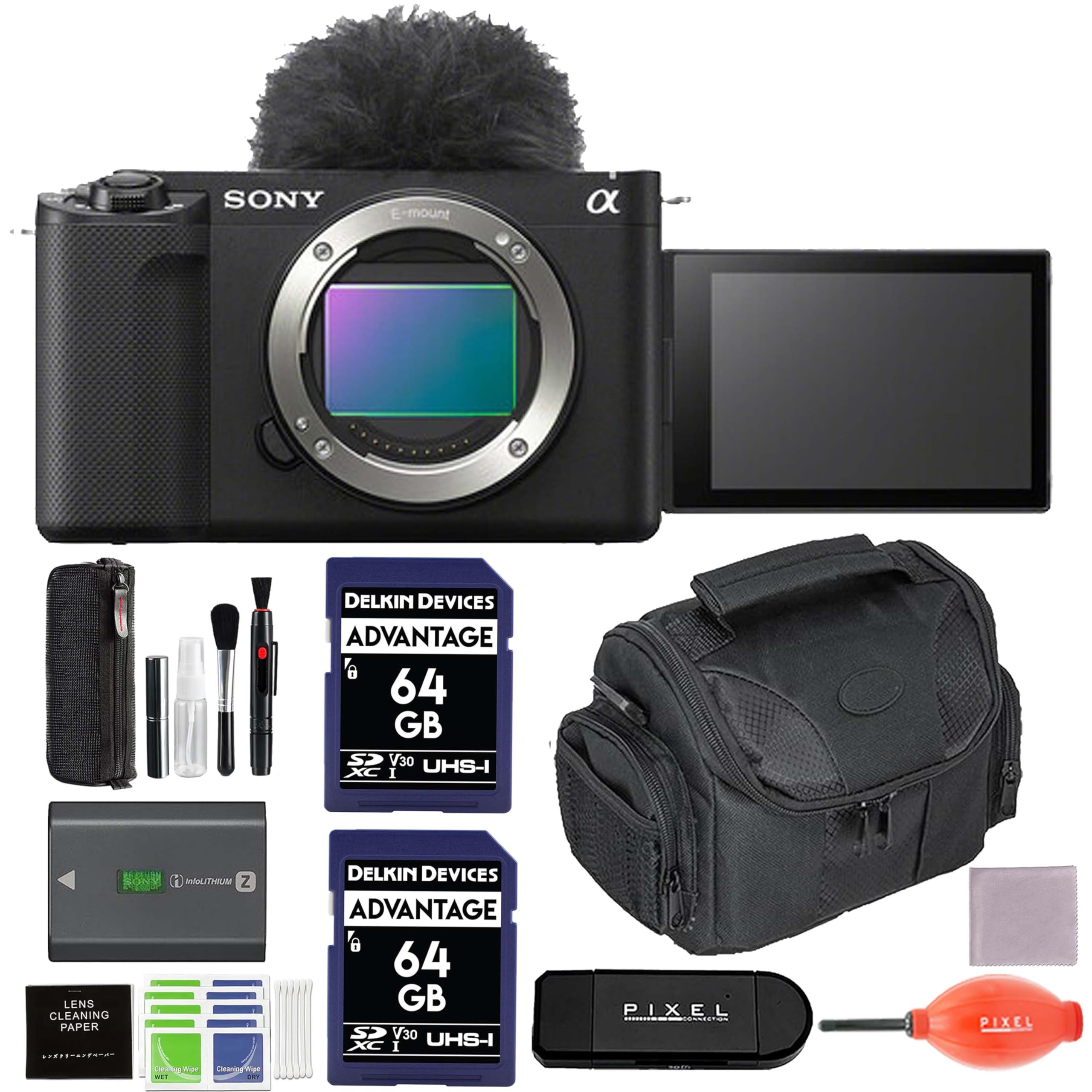 Sony ZV-E1 Mirrorless Camera (Black) Advanced Accessory Bundle with 2 x 64GB SD Card, Gadget Bag, & More