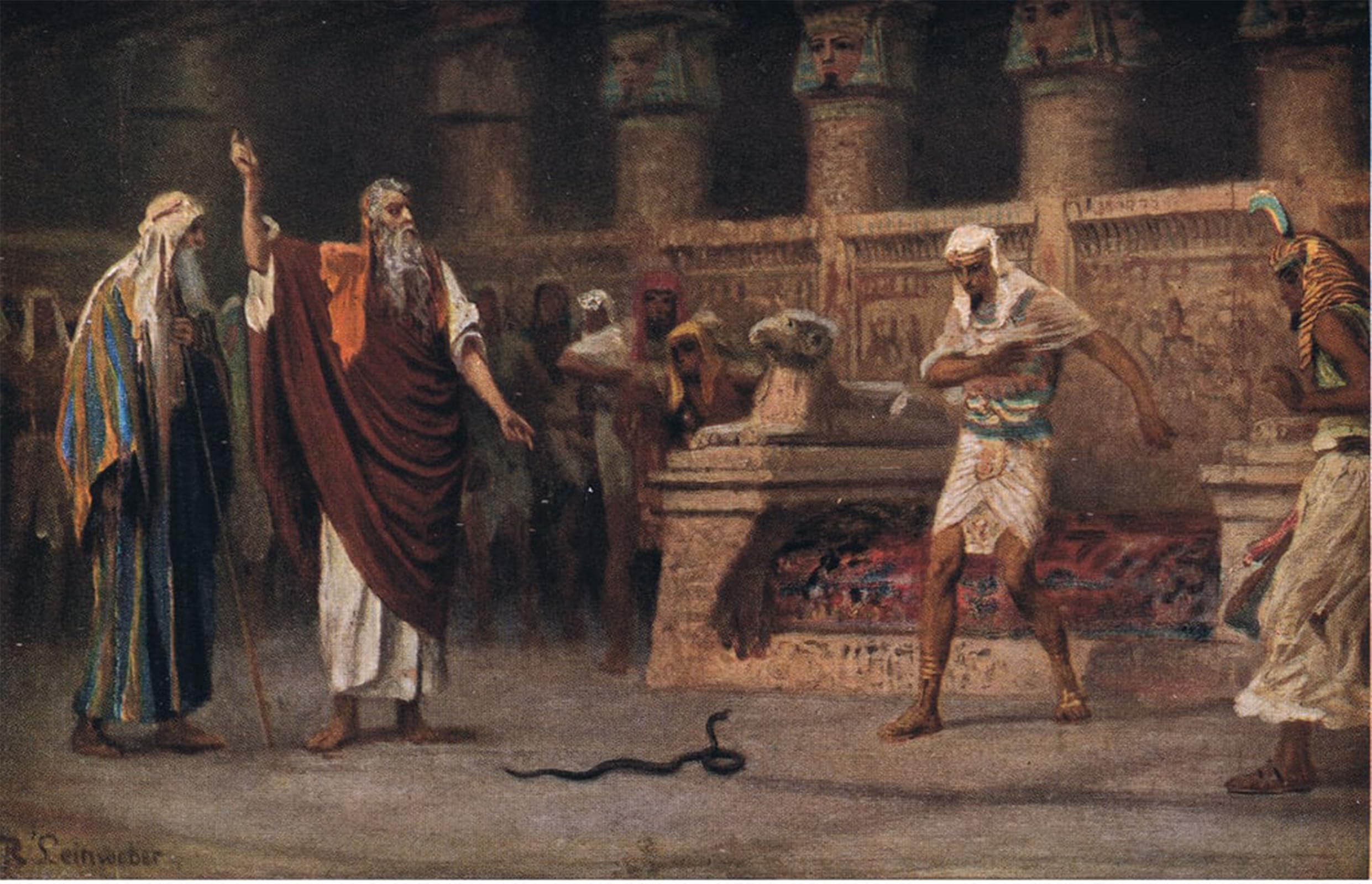 POSTERIIk Vintage Art Print Images Pictures Print Moses and Aaron Before Pharaoh by Anton Robert Leinweber Modern Colour Posters for Office Home Decor 60x90cm