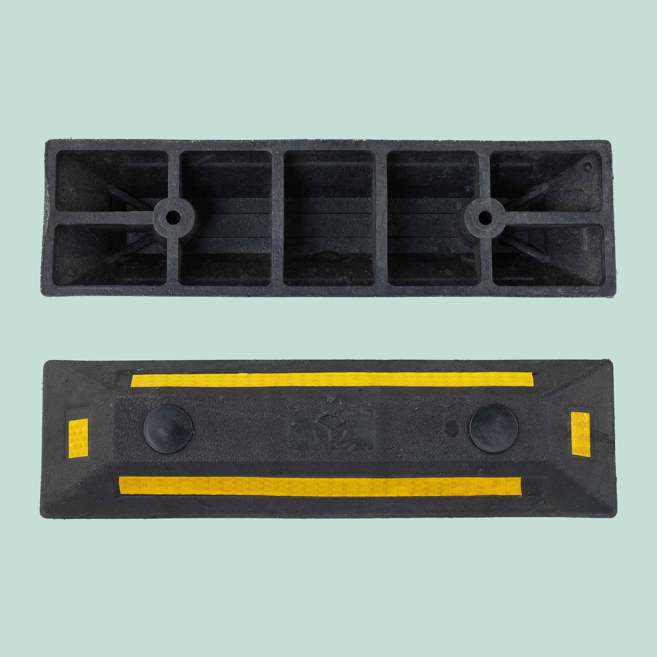 Relaxdays Stoppeur de Roue, Protection Garage, réflecteurs, Noir/Jaune, 8,5 x 53 x 14,5 cm, 2 pièces