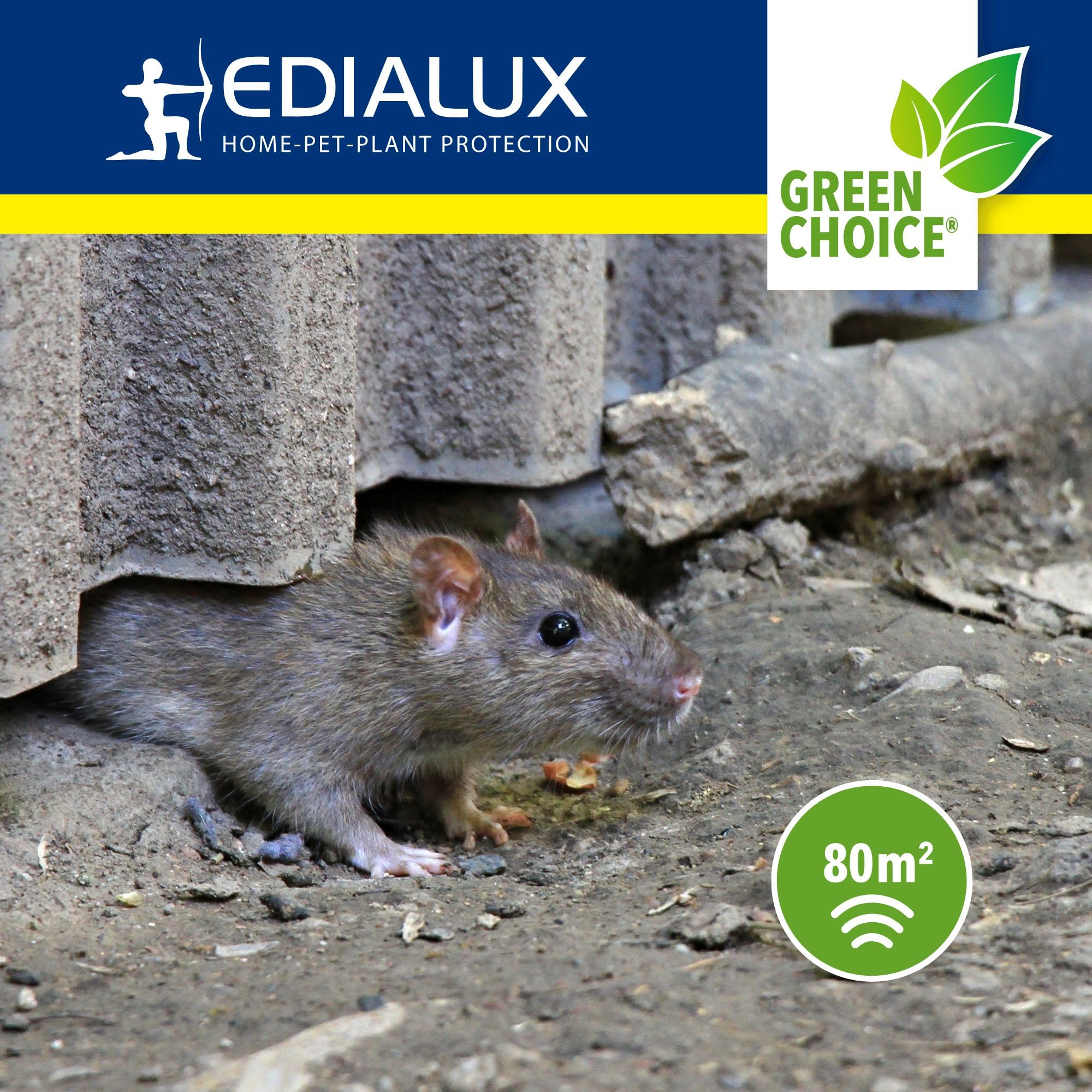 Edialux Ahuyentador de roedores Ultrasonic Defend, ahuyentador de Ratones y Ratas, Sonido ultrasónico, Resistente al Agua ip44, Recargable por USB, Uso en Interiores y Exteriores, sótano de cobertizo