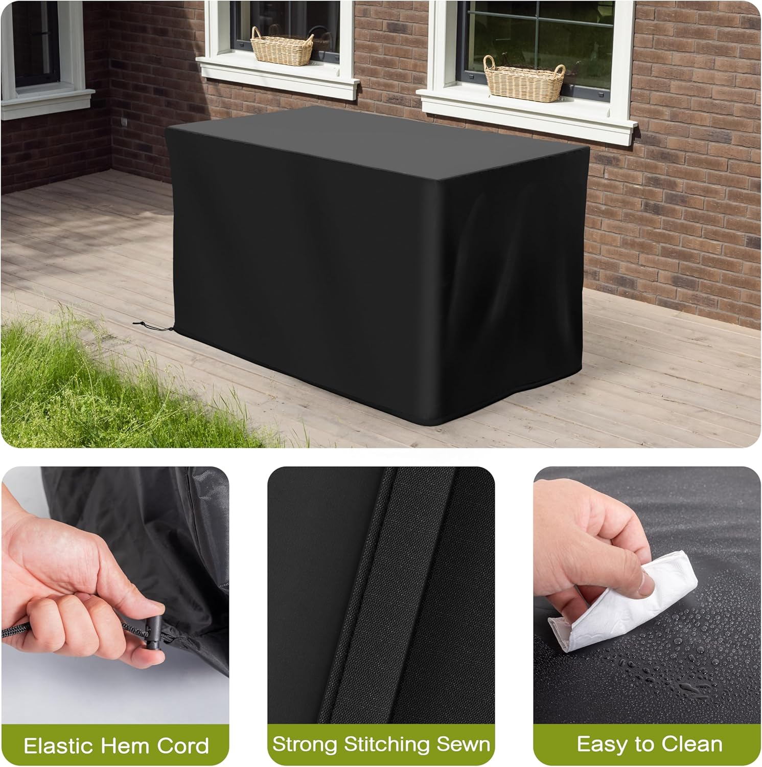 Nuu Garden Patio Gas Fire Pit Cover Rectangle-Waterproof 210 D Heavy Duty Fabric with PVC Coating for Outside (43 inch)