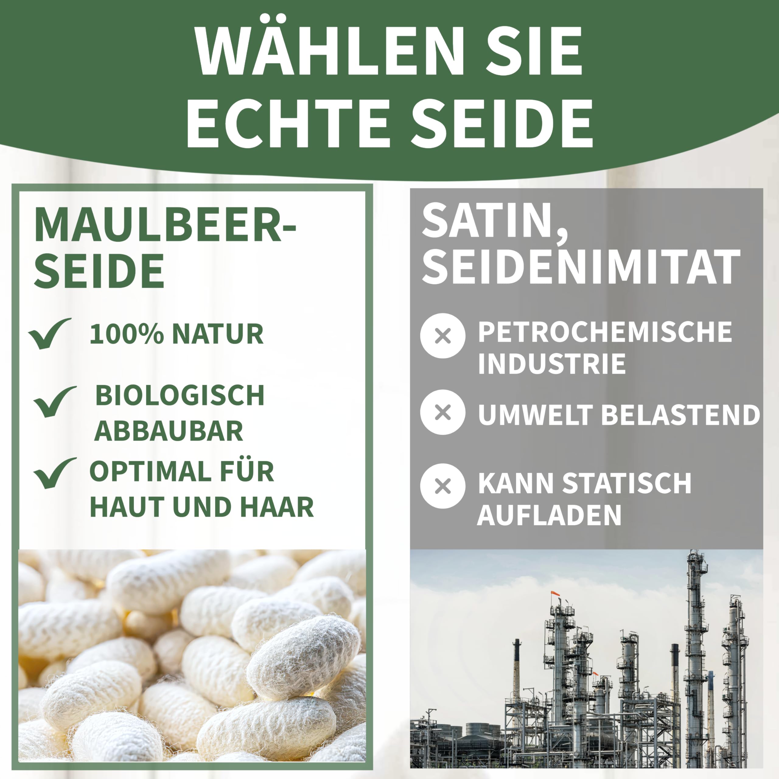 Welldora Kissenbezug aus 100% Seide 40x80 | Hohes Gewicht: 22 Momme, ideal für Haut und Haar | Höchste Güteklasse 6A | Oeko-Tex zert. in der Schweiz | Seidenkissenbezug Silk Pillowcase Beigegold