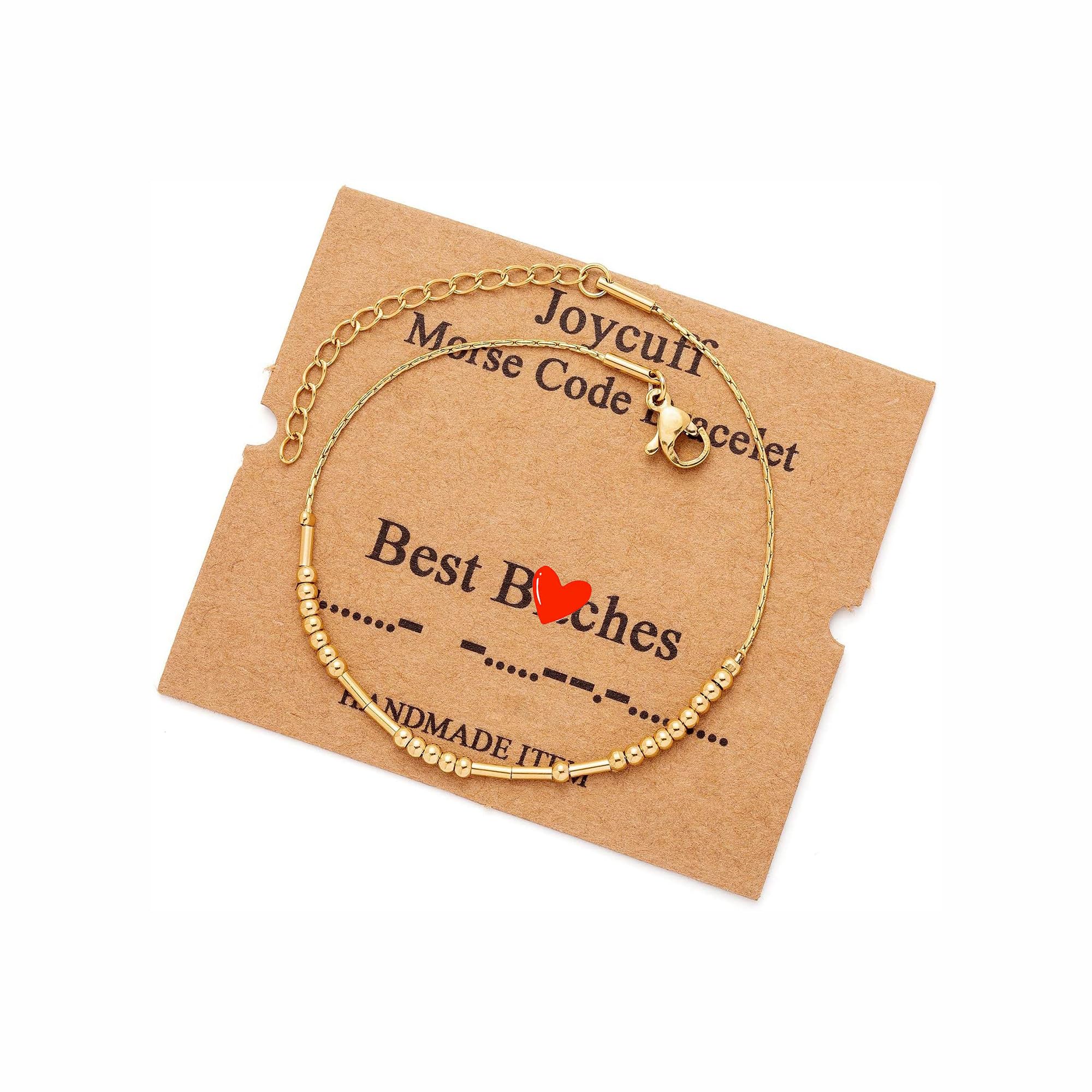 Morse Code Bracelets for Women, Gold Silver Stainless Steel Beads Bracelets