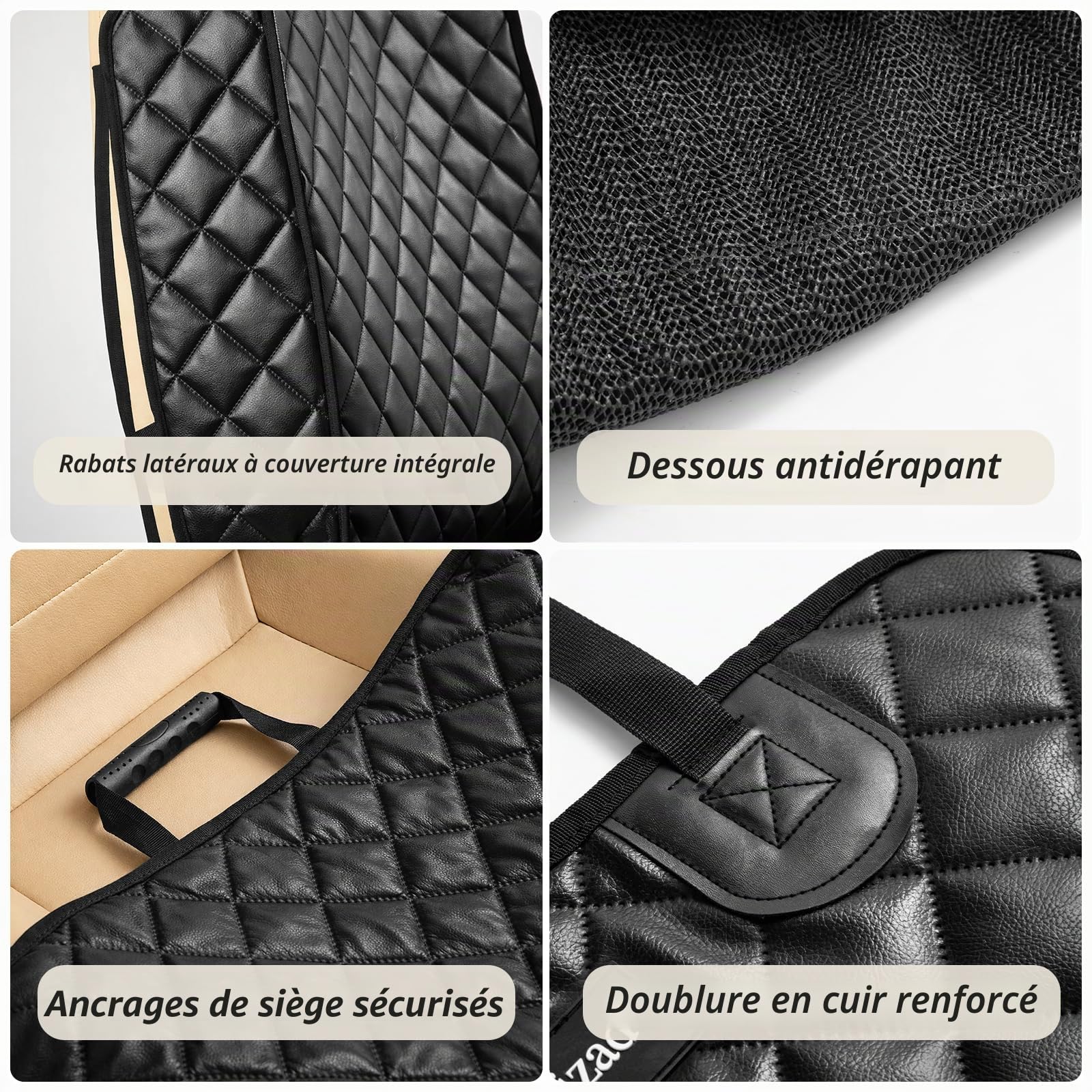 Housse de siège avant en cuir PU pour voiture, protection complète pour siège de voiture pour chien avec rabats latéraux, imperméable, antidérapante, résistante aux rayures, pour siège unique