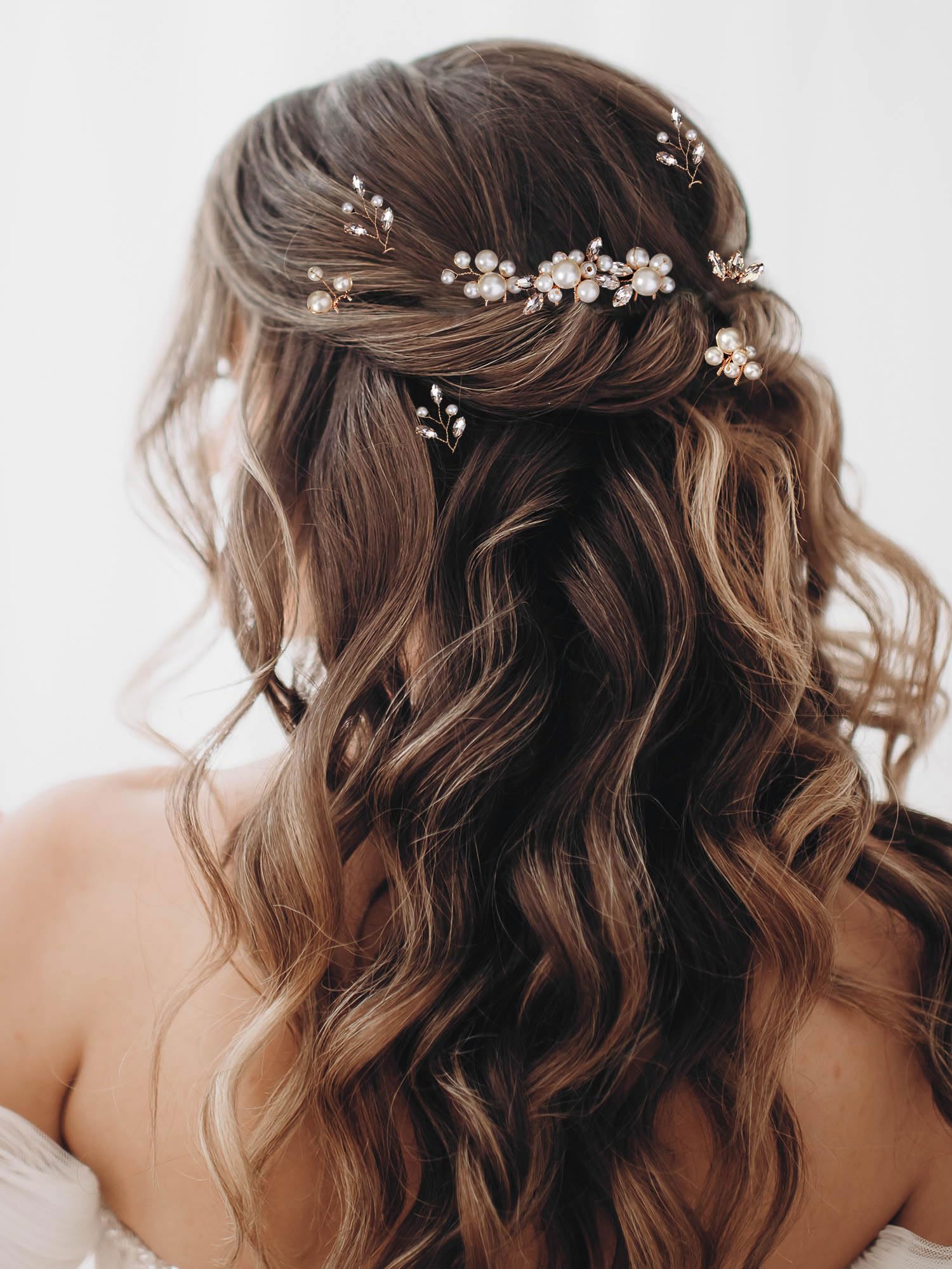13 horquillas para el pelo de novia con cristales de perlas y diamantes de imitación, accesorio de graduación para mujer, peinados de boda