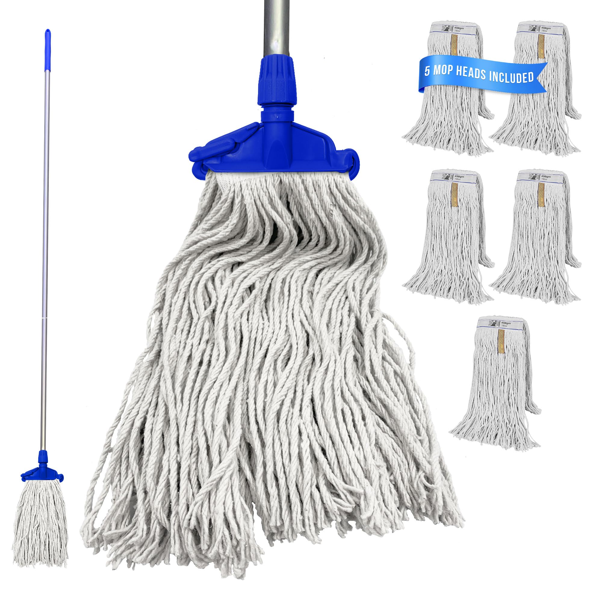 The Dustpan & Brush Store Kentucky Mop Head Handle Set Clip 16Oz Bracket 5X Replacement Floor