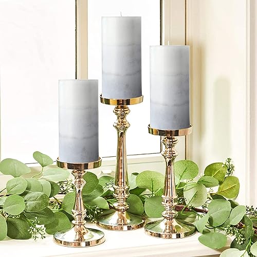 Miniatura 4 de CRYSTAL CLUB Velas de pilar blanco, velas perfumadas de aromaterapia, juego de 3 velas de 3 x 6 pulgadas de alto, color gris rústico, velas de