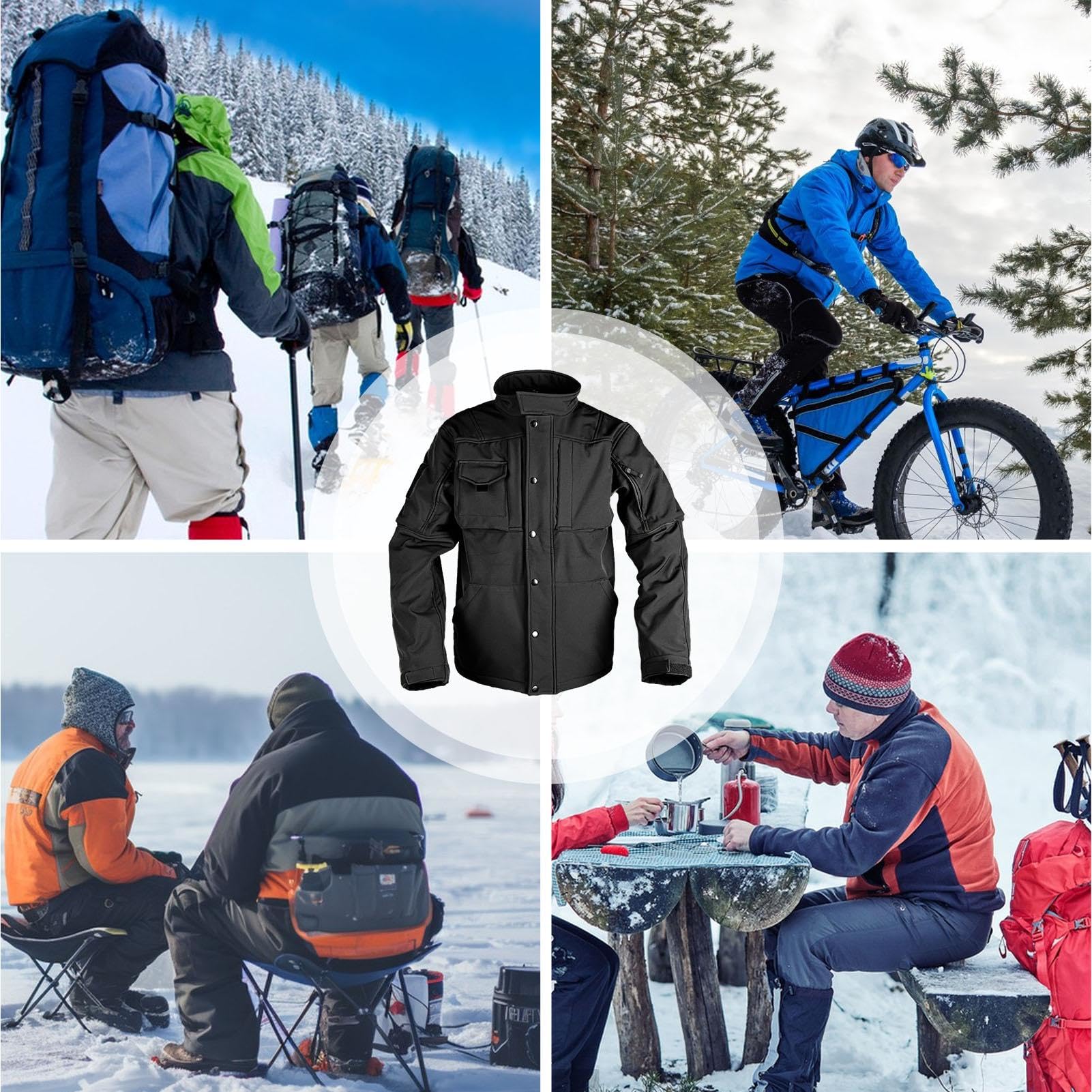 Męskie kurtki przeciwdeszczowe, męska kurtka przeciwdeszczowa - odzież sportowa wodoodporna kurtka z podszewką z polaru - Lekkie kurtki outdoorowe dla mężczyzn Rekreacja na świeżym powietrzu