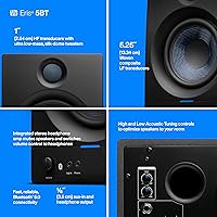 Vista 4 de PreSonus Eris 5BT - Monitores de estudio Bluetooth con Bluetooth, par de altavoces de estantería de 5.25 pulgadas, estéreo, computadora