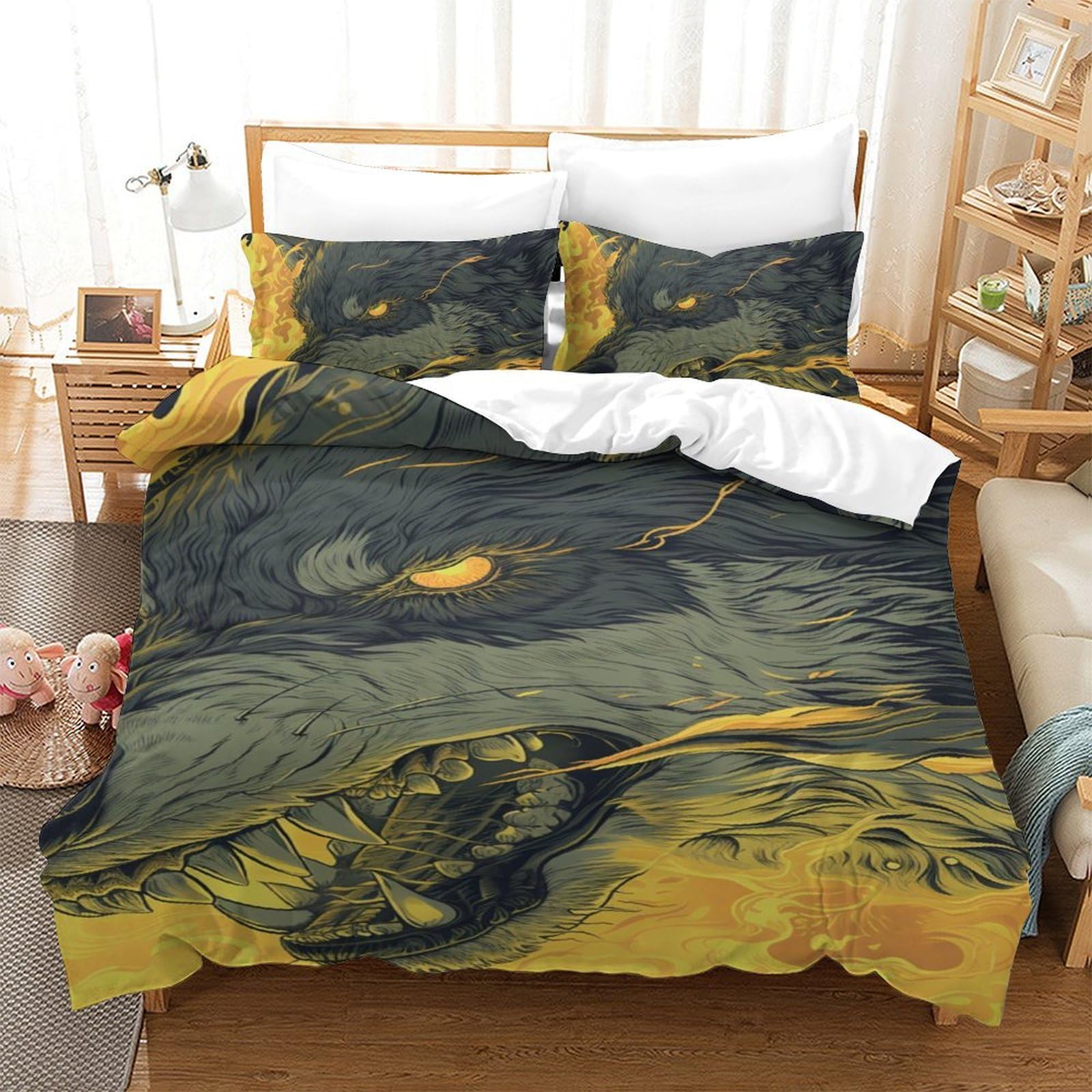 Parure de lit loup 140x200cm pour stopper la transpiration nocturne et les draps rêches