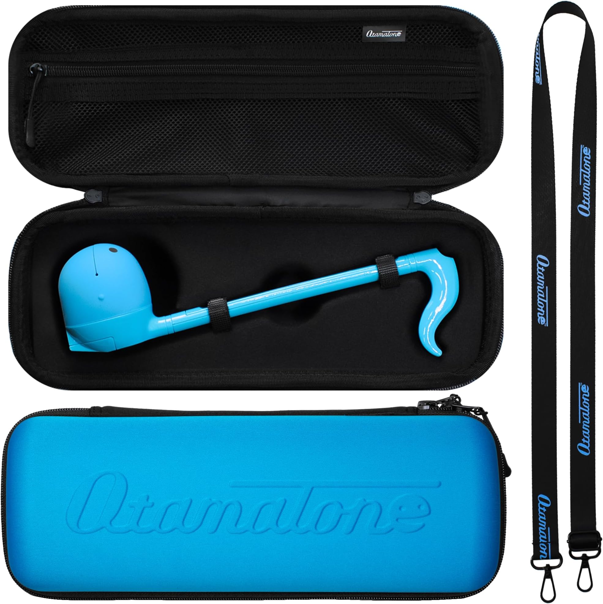Otamatone Official Case for Otamatone (Regular - 10.7 inch) Musical Instrument Toy Synthesizer Hard Shell Cover, Smooth Fitted Protective Interior with Official Logo Strap, Inner Zipper Pouch (Blue)