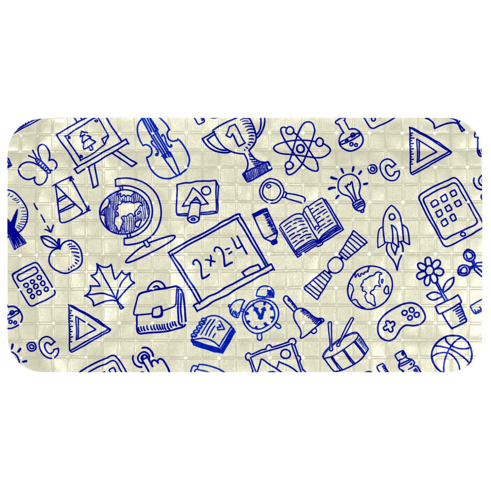 Tapis de bain bébé antidérapant 35x67 cm évacuation eau motif école