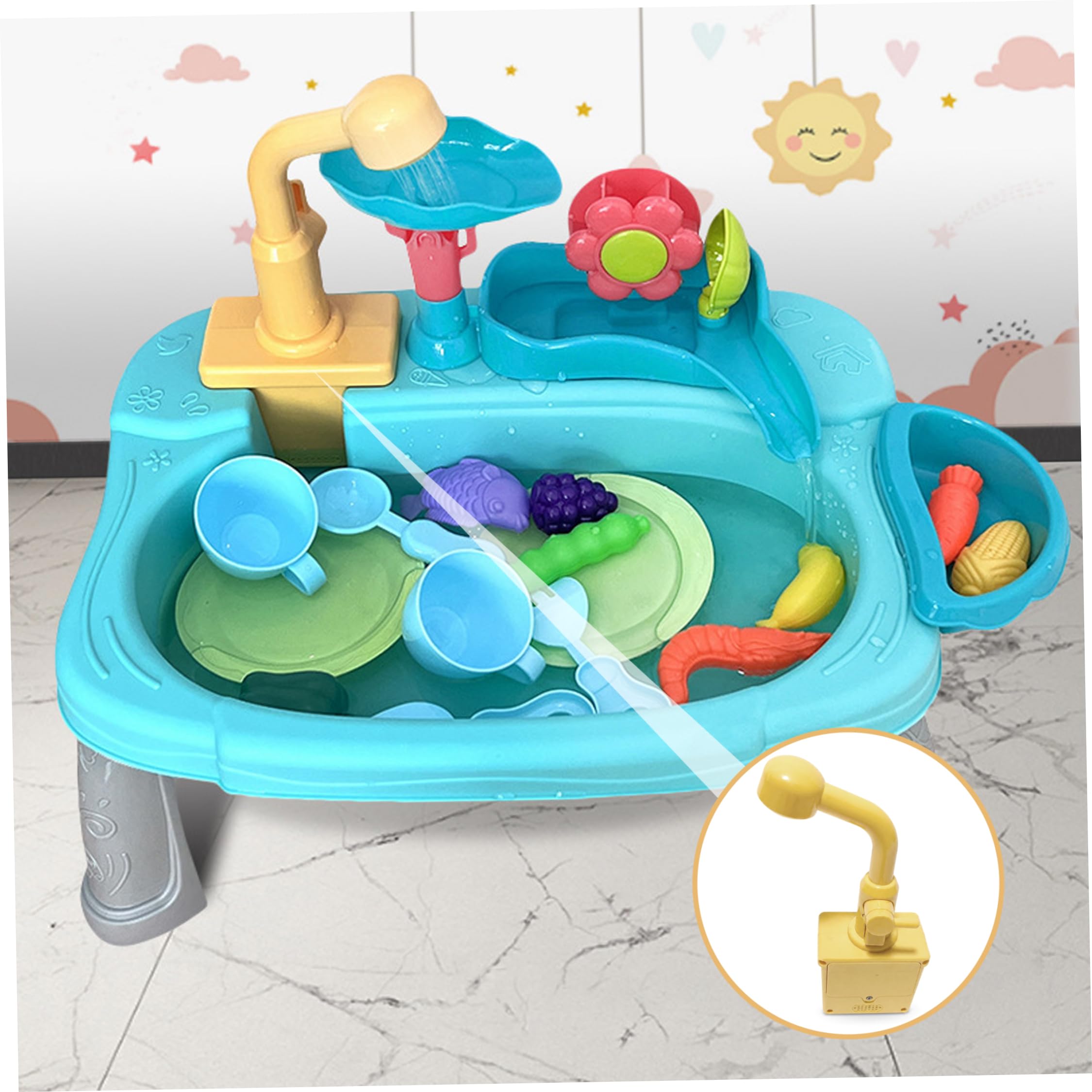 Lavandino da Gioco per Bambini, Accessorio sostitutivo per Rubinetto Elettrico per lavandino Giocattolo con Acqua Corrente - Adatto a Giochi d'Acqua con Bambini Che corrono con