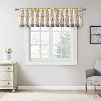 Madison Park Embroidered Light Filtering Rod Pocket Window Treatment Curtain Window Panel Drape for Bedroom Livingroom and Dorm
