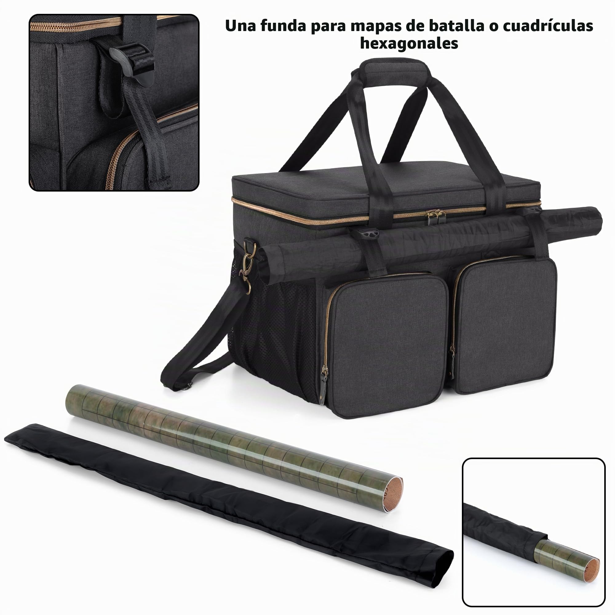 Trunab Bolso Juego de Mesa, Porta de juegos de Mesa, Bolsa de Viaje Compatible con La Mayoría de Los Juegos de Mesa, con Asa, Correa para el Hombro, 2 Clips para Enrollar Tarjetas, Prácticos Bolsillos