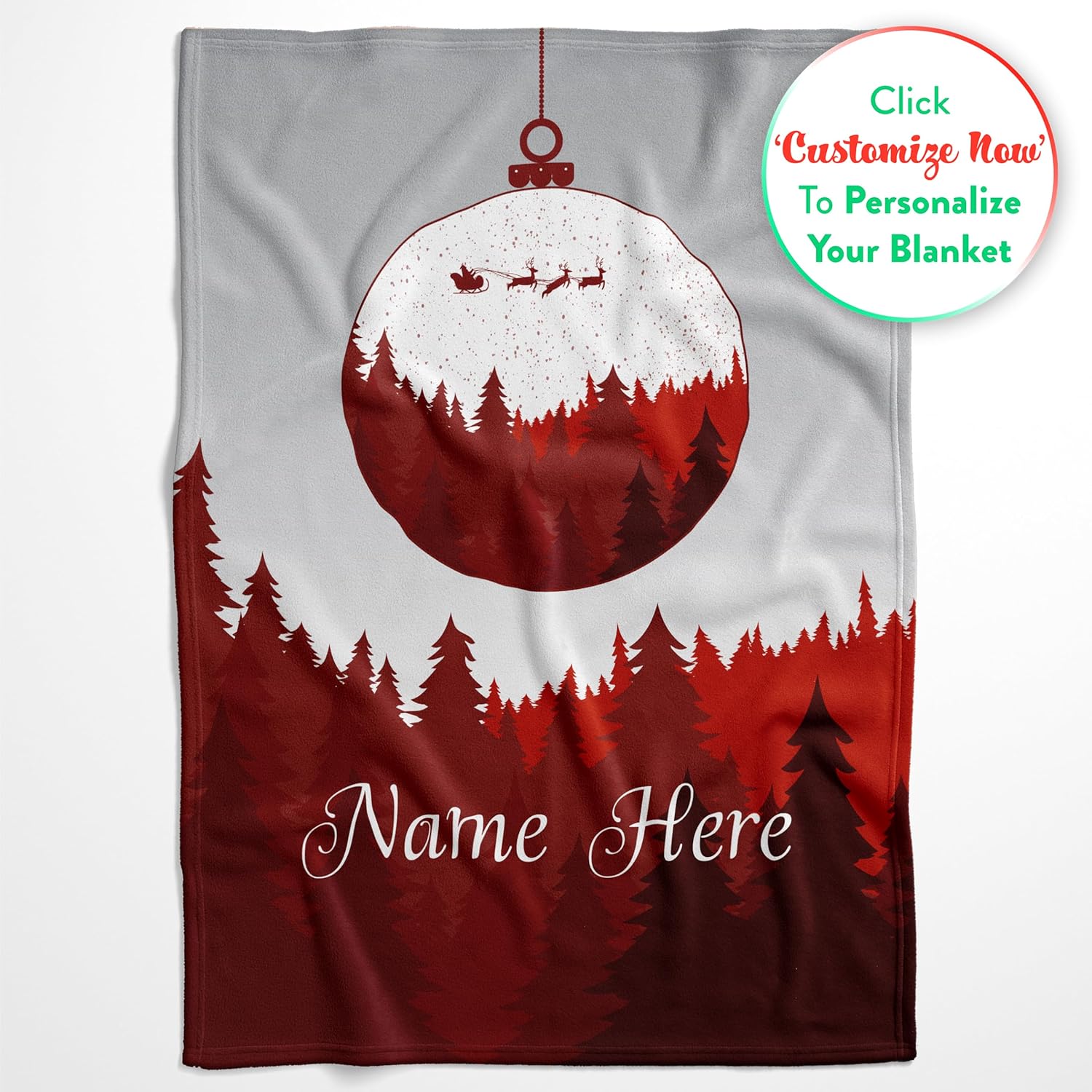 Personalized Plush Christmas Blanket | Cozy Fall Throw Blanket | Custom Winter Blankets | Ornament Christmas Throws | Santa Sofa Throw | Customized Soft Christmas (Fleece 30x40) - Image 2